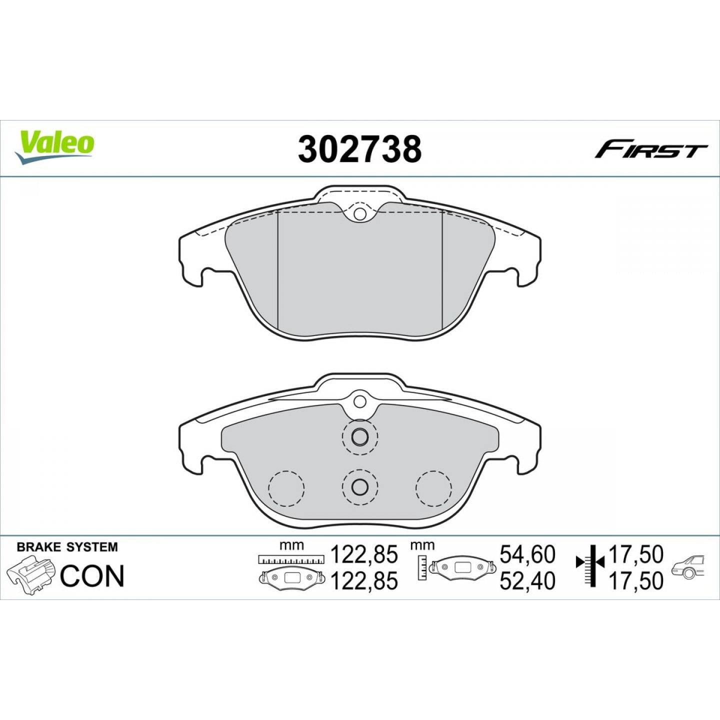 Kit de plaquettes de frein, frein à disque VALEO 302738