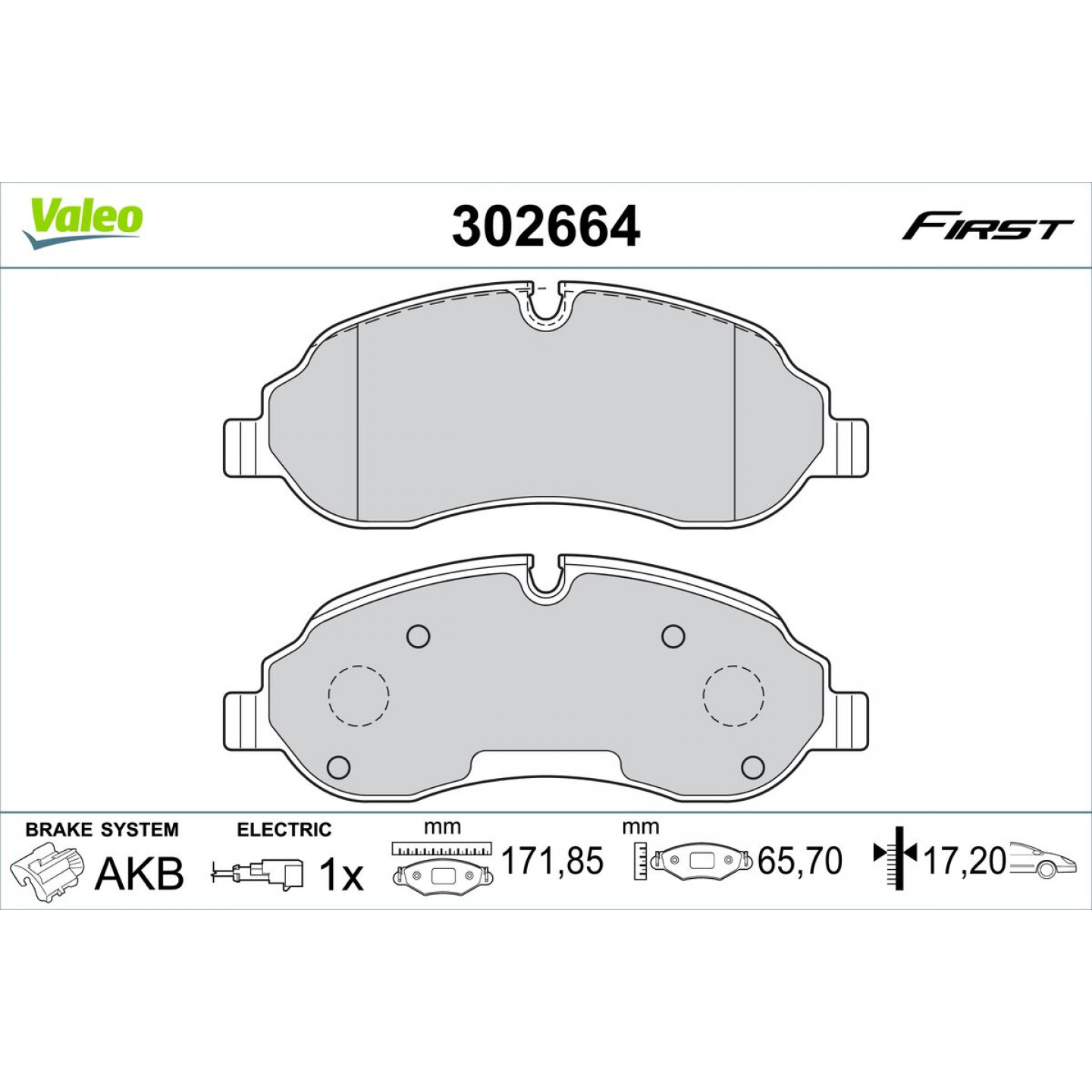 Kit de plaquettes de frein, frein à disque VALEO 302664