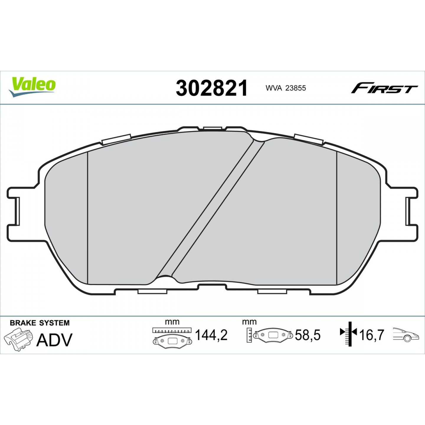 Kit pastiglie freno, Freno a disco VALEO 302821