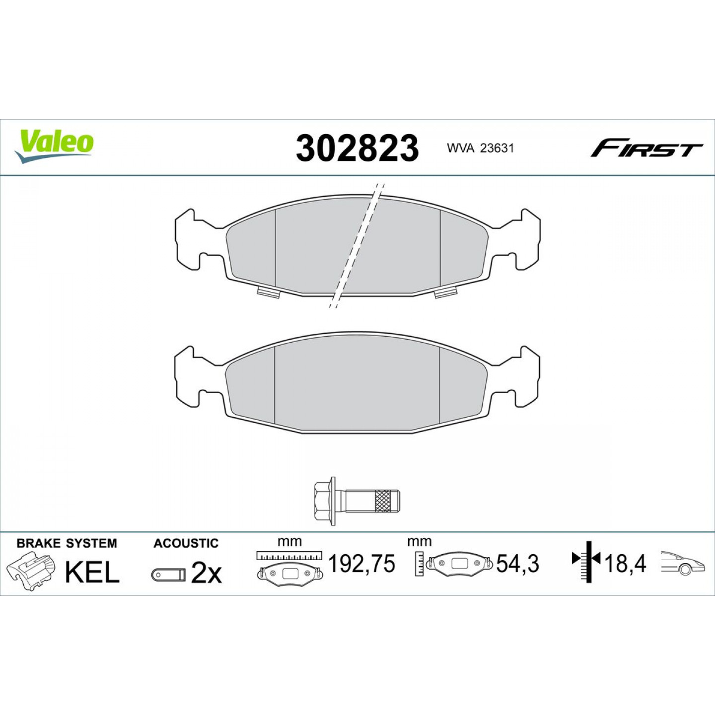 Sada brzdových destiček, kotoučová brzda VALEO 302823