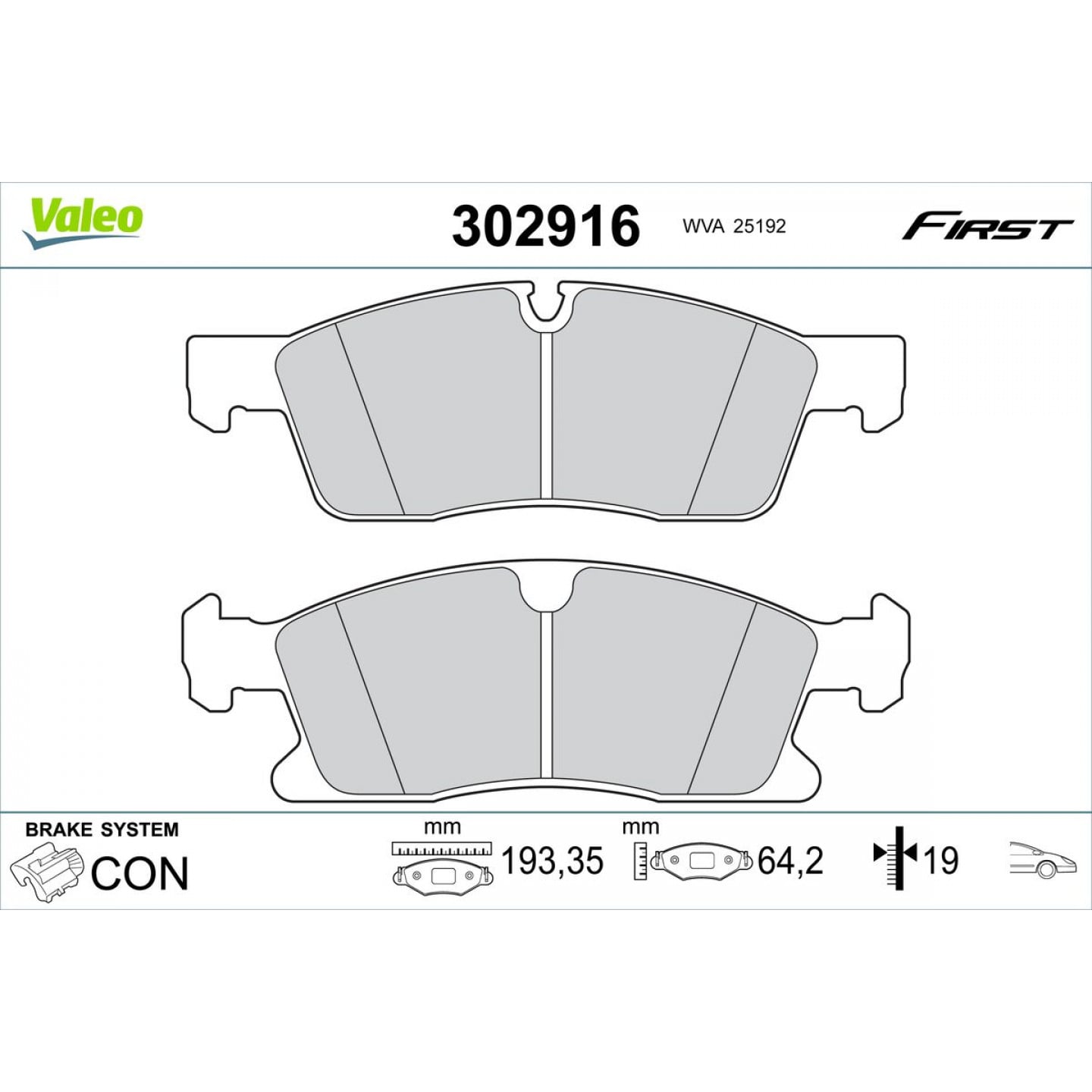 Kit pastiglie freno, Freno a disco VALEO 302916