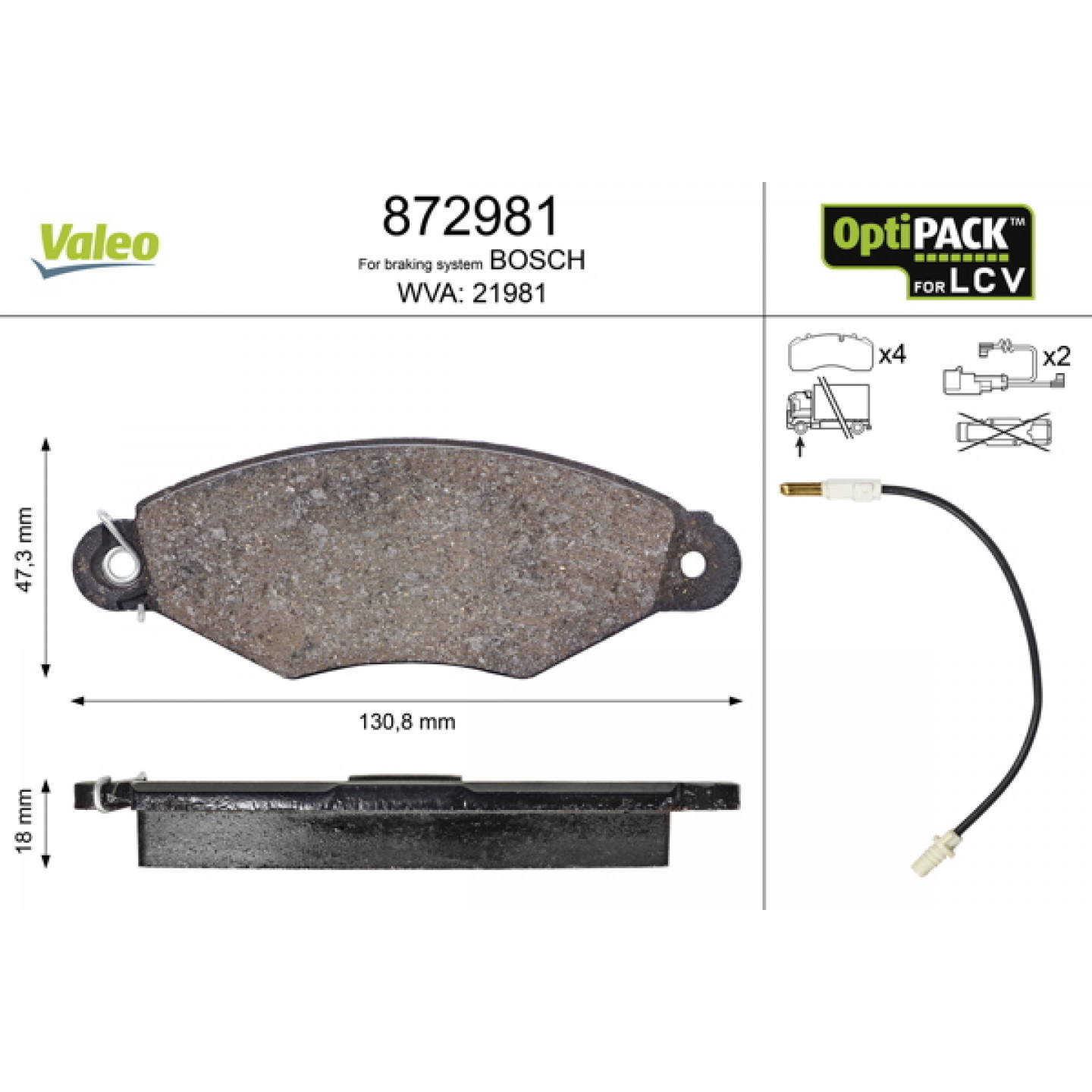 Kit de plaquettes de frein, frein à disque VALEO 872981