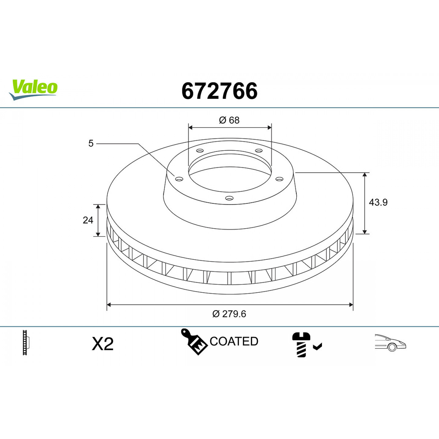 Bremseskive VALEO 672766