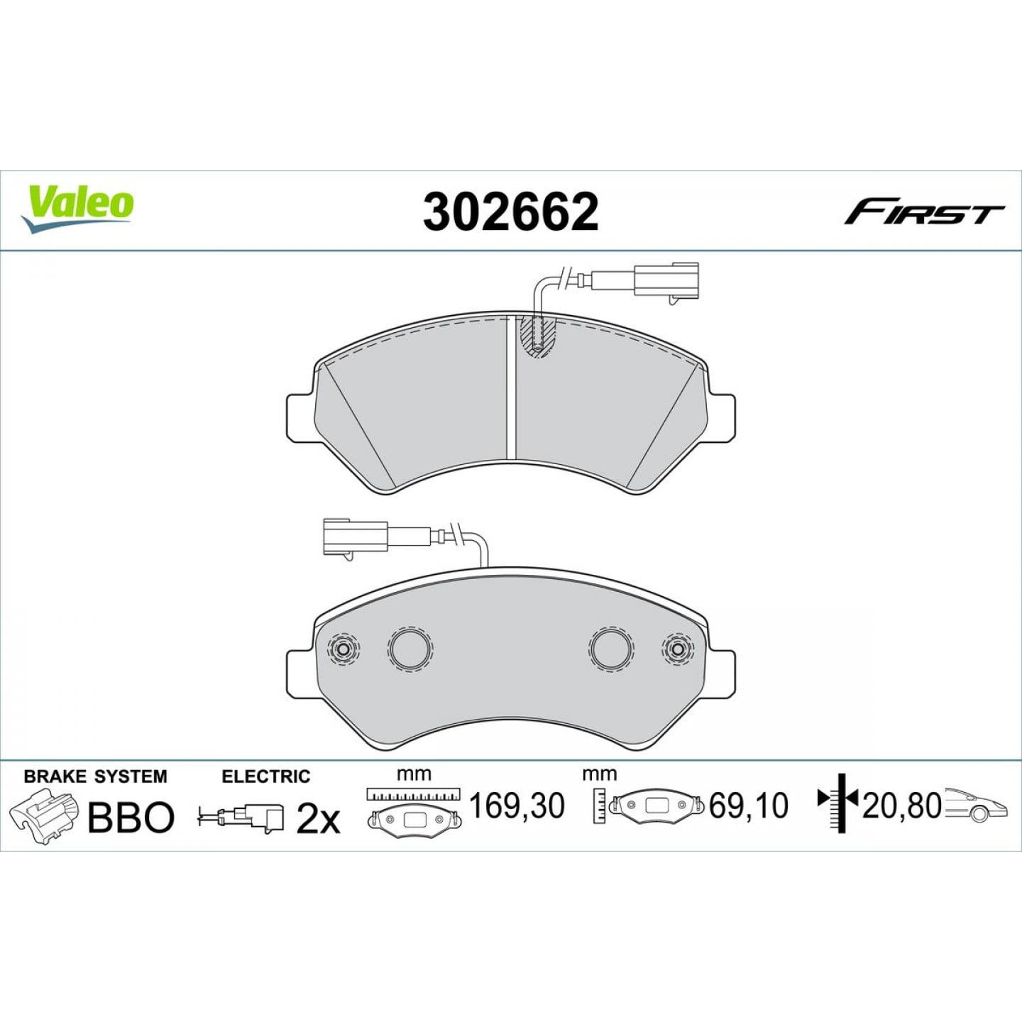 Kit de plaquettes de frein, frein à disque VALEO 302662