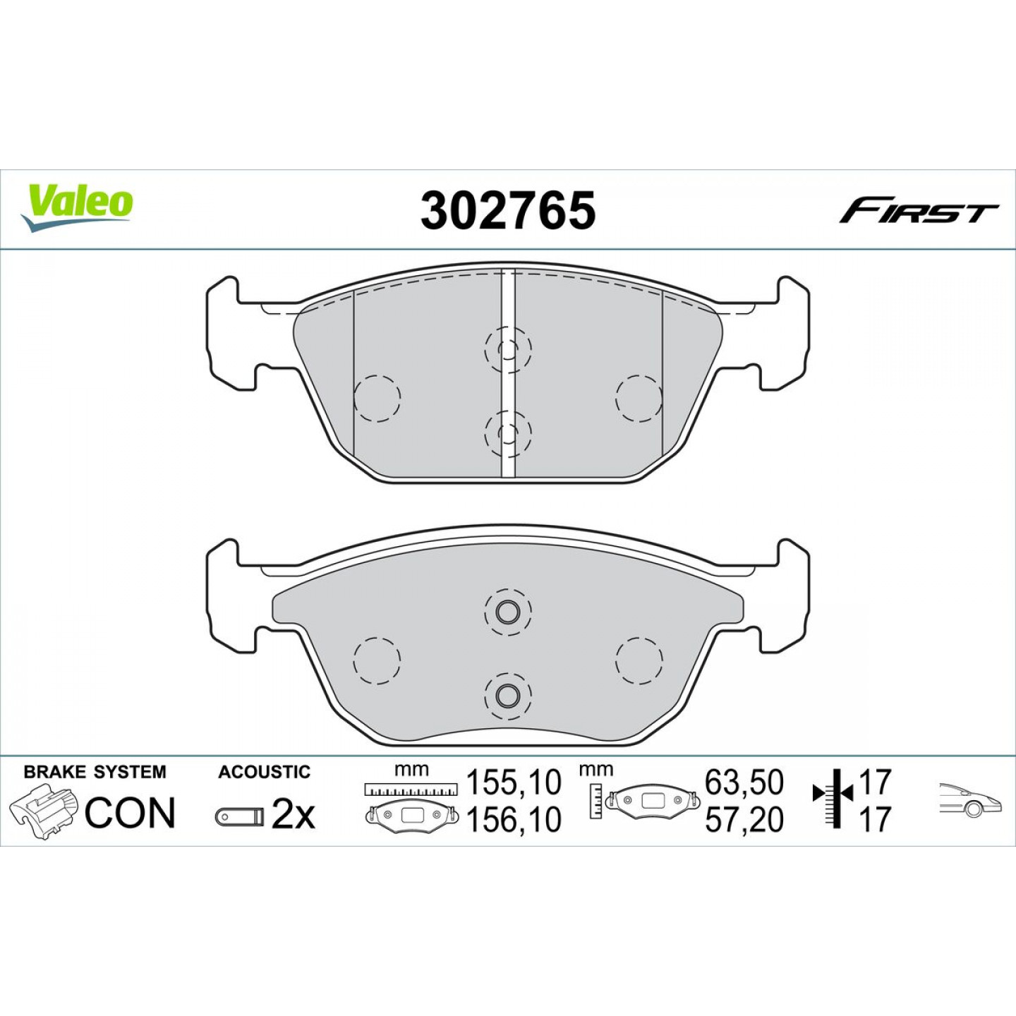 Kit de plaquettes de frein, frein à disque VALEO 302765