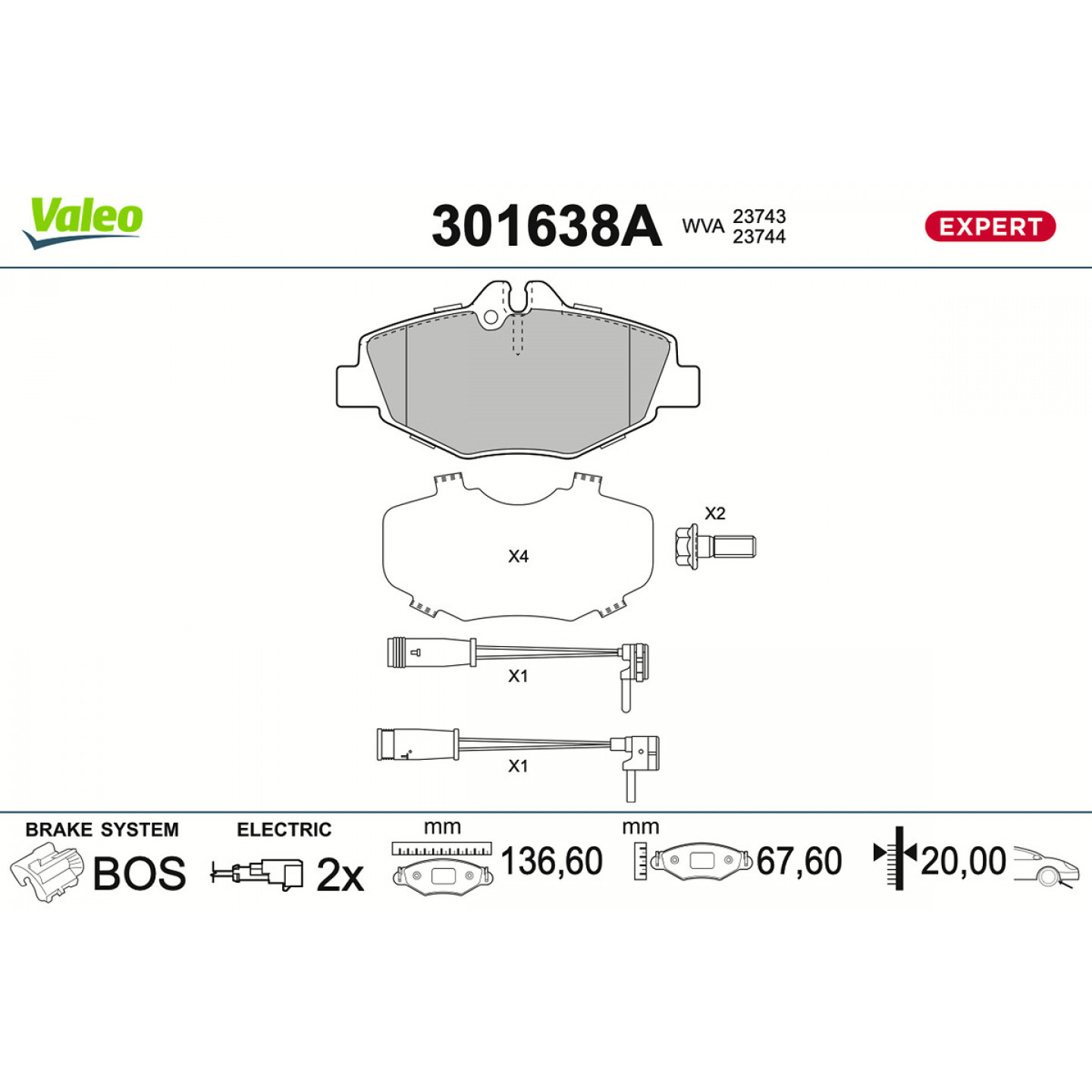 Juego de pastillas VALEO 301638A
