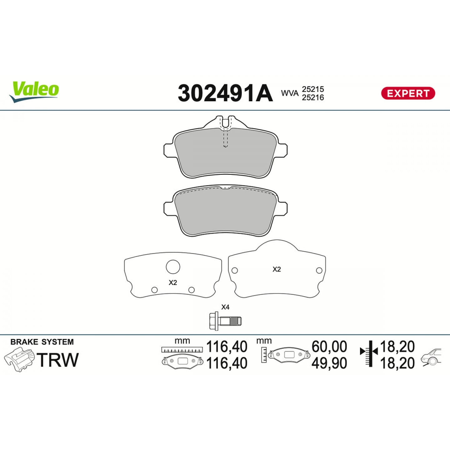 Bremseklodser VALEO 302491A