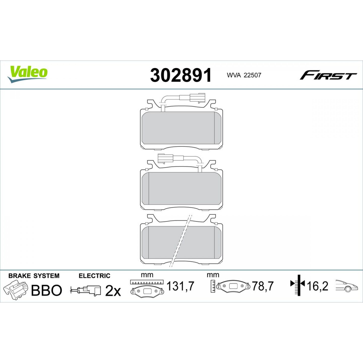 Kit de plaquettes de frein, frein à disque VALEO 302891