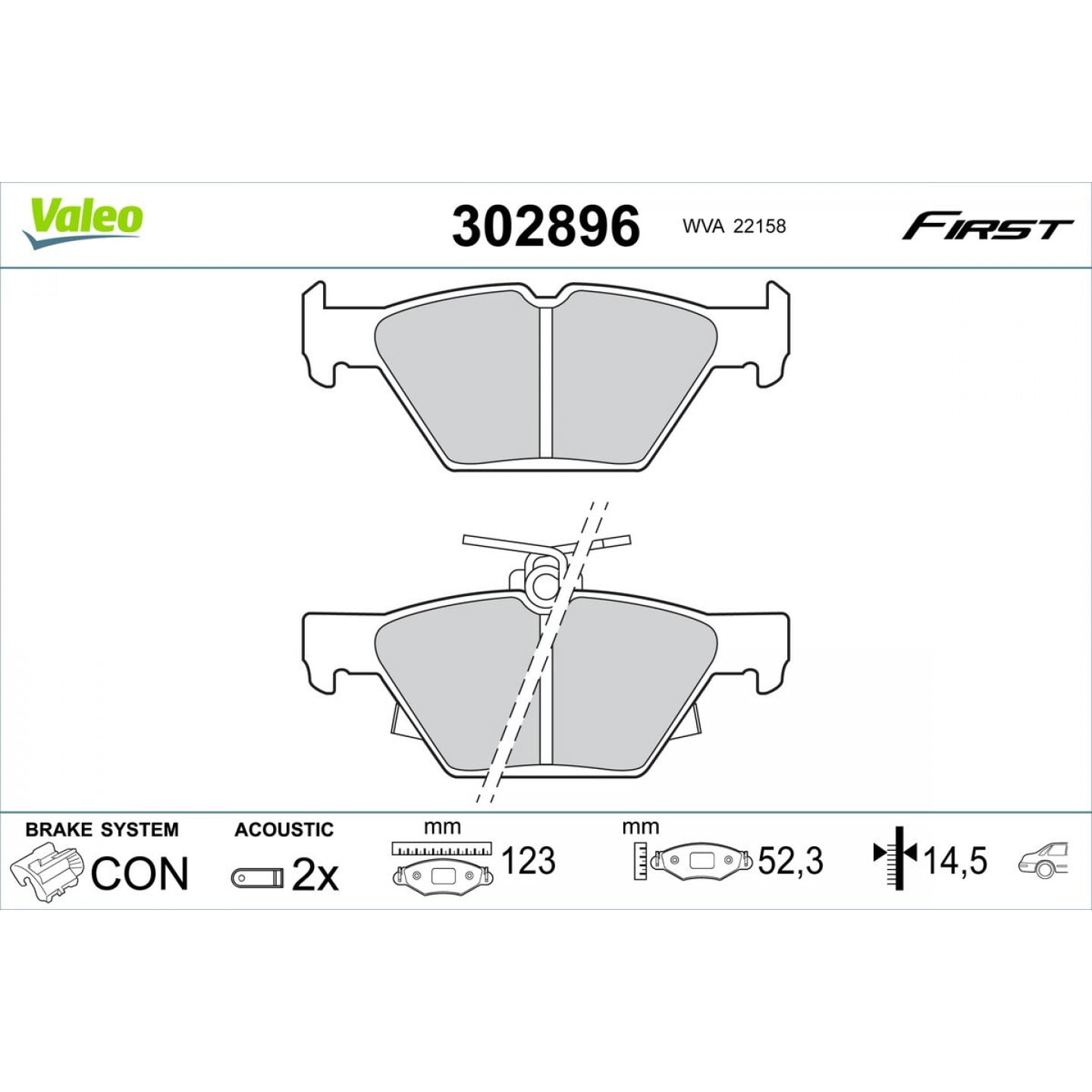 Kit pastiglie freno, Freno a disco VALEO 302896