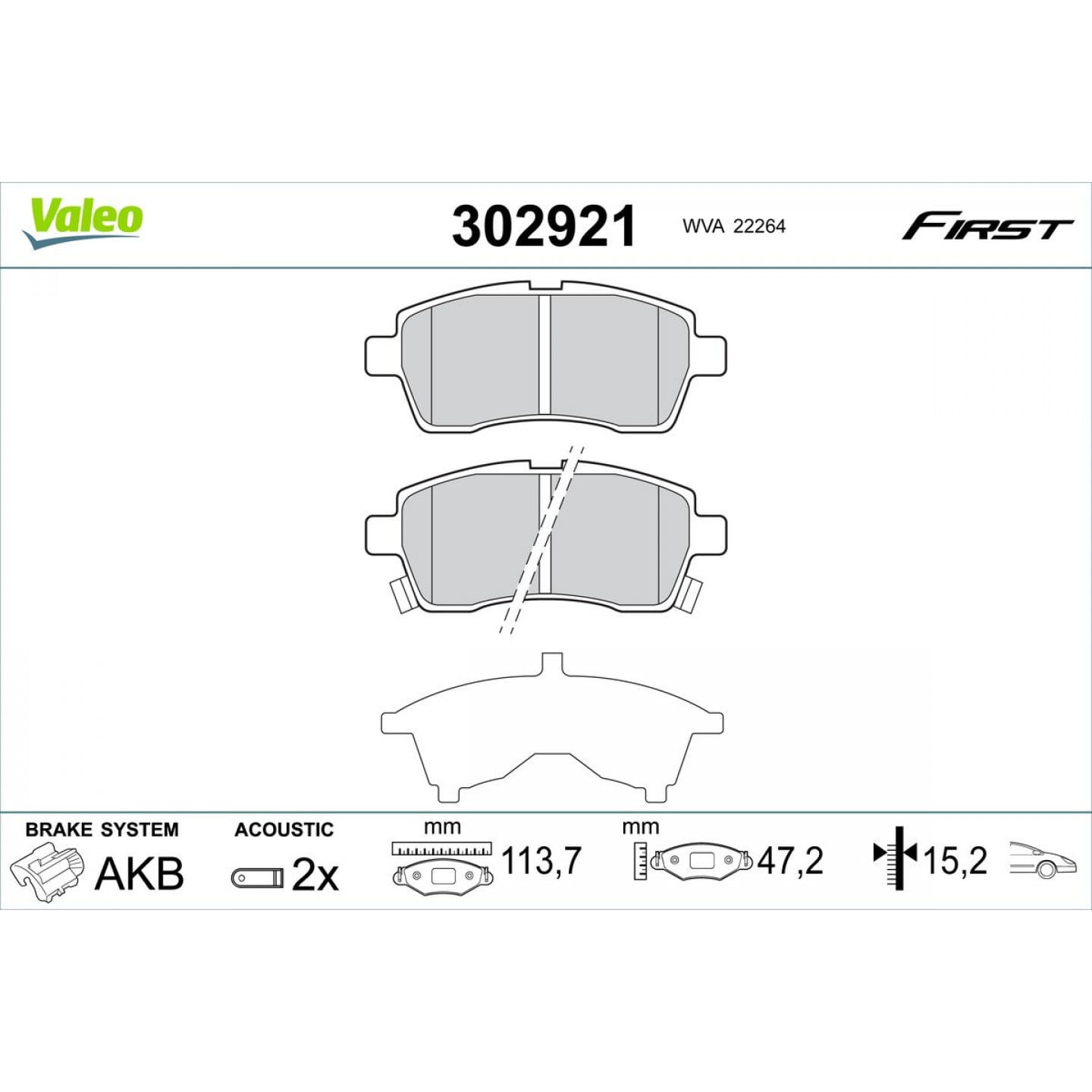 Kit de plaquettes de frein, frein à disque VALEO 302921