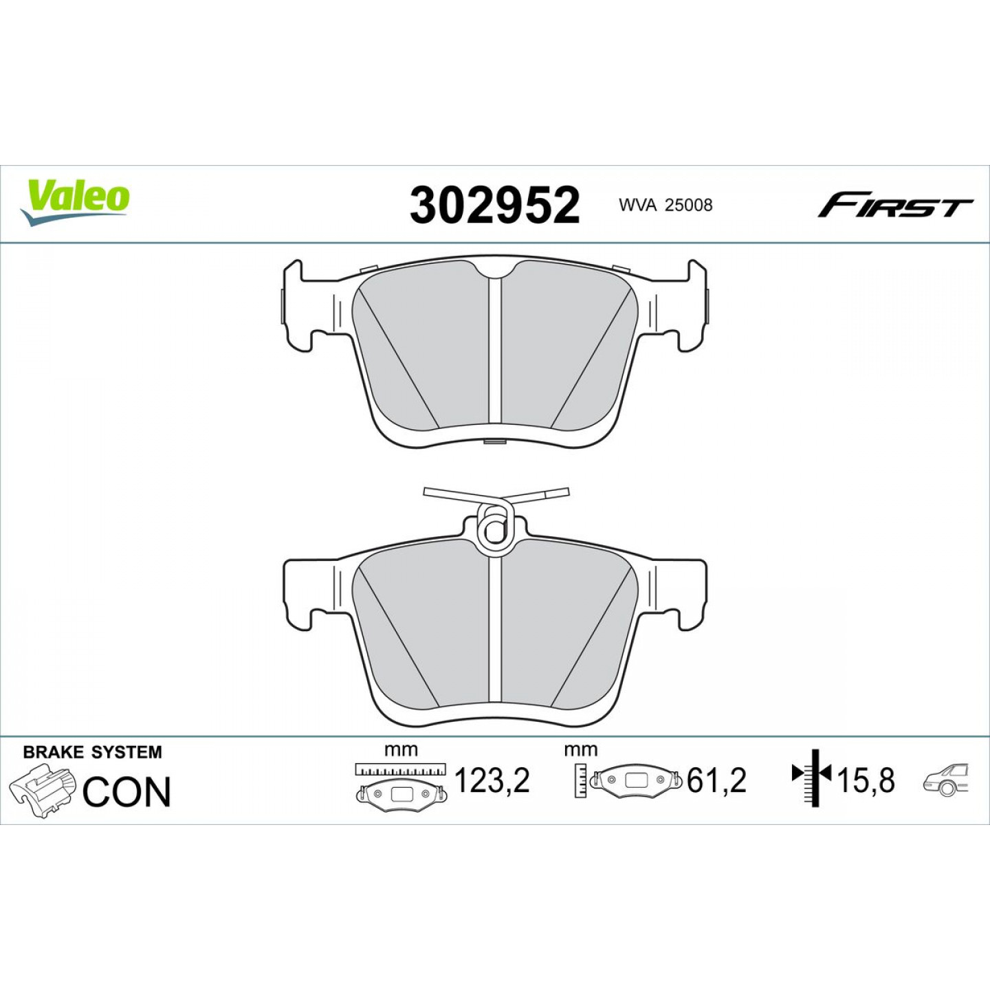 Kit de plaquettes de frein, frein à disque VALEO 302952
