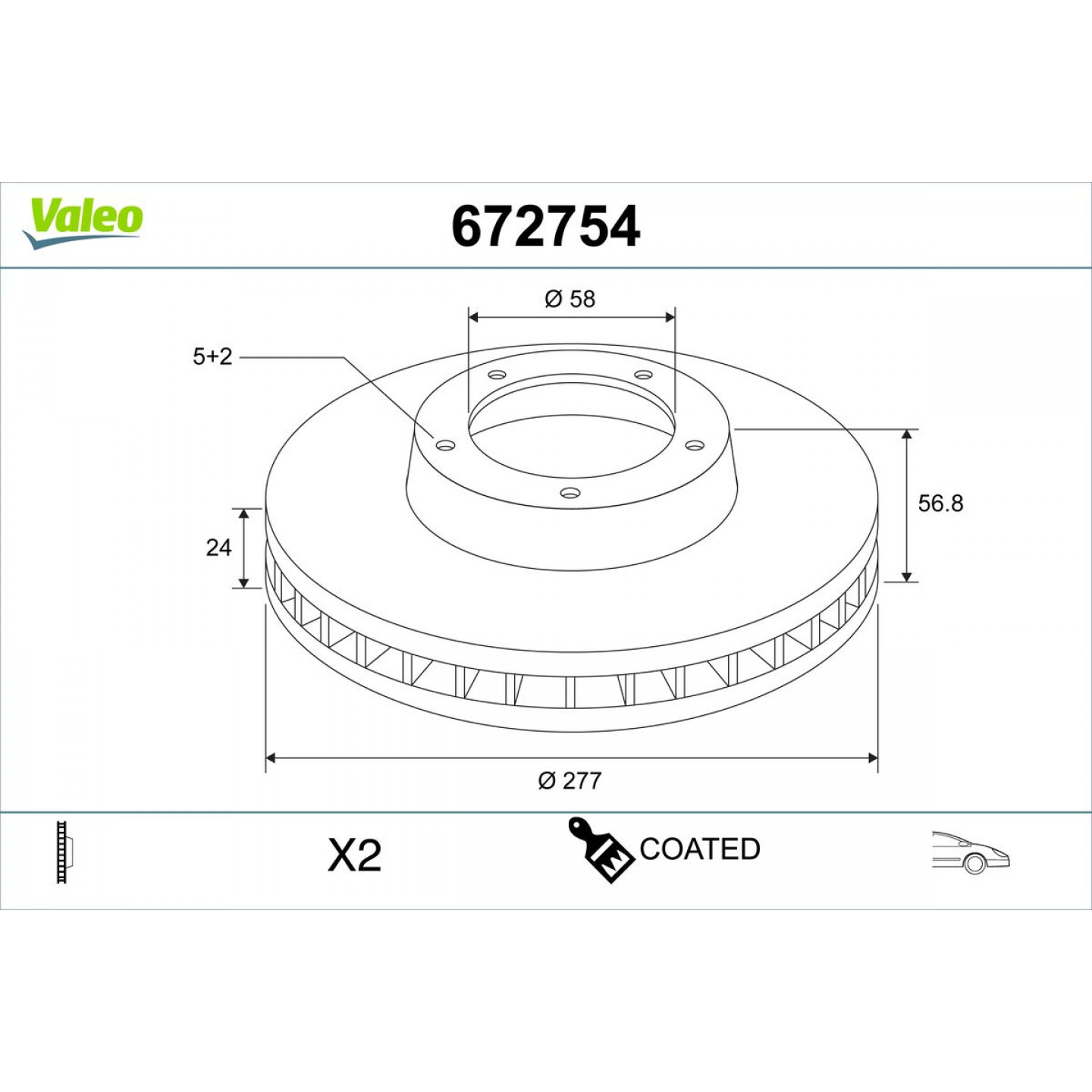 Bremseskive VALEO 672754