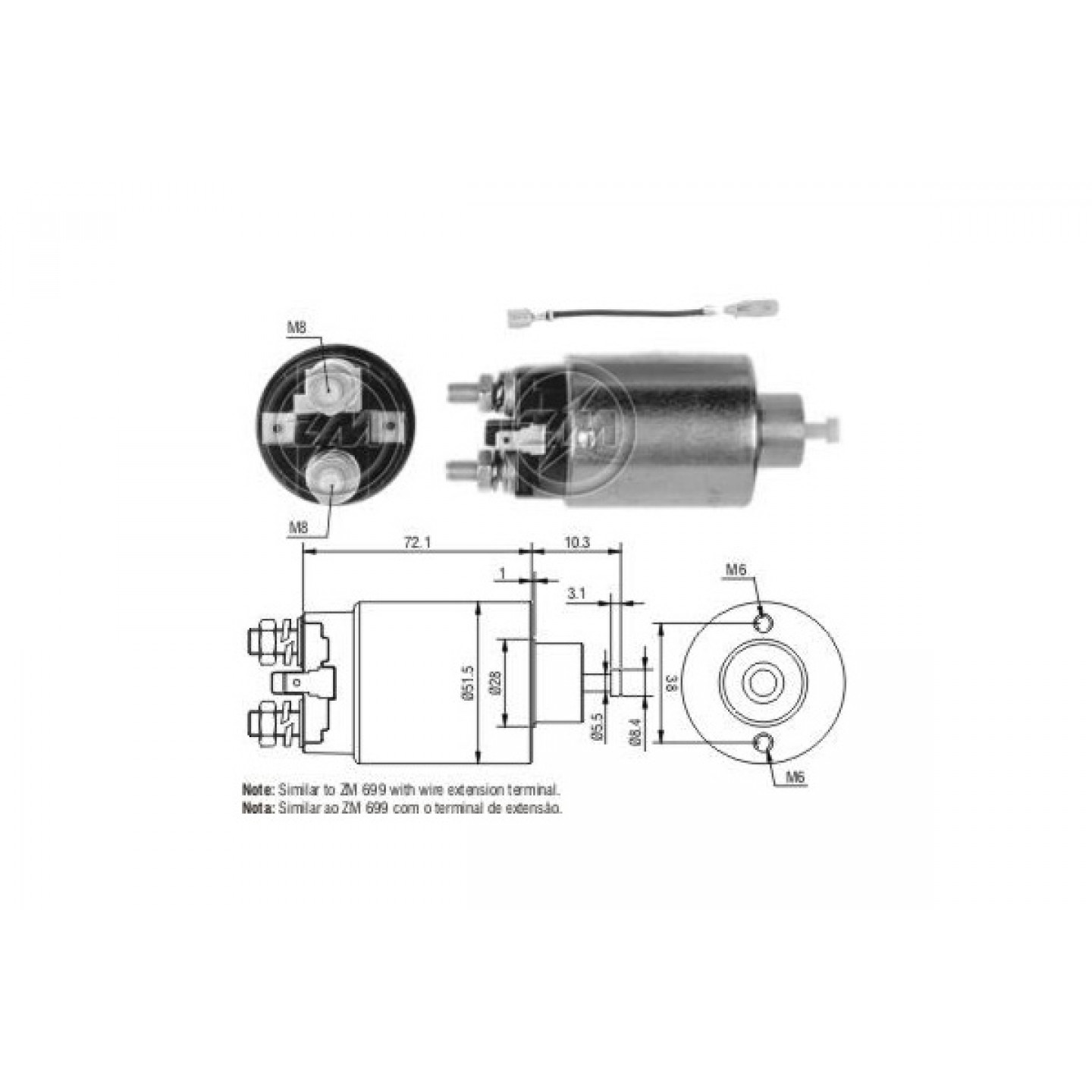 Solenoide,motor arranque ERA ZM1699