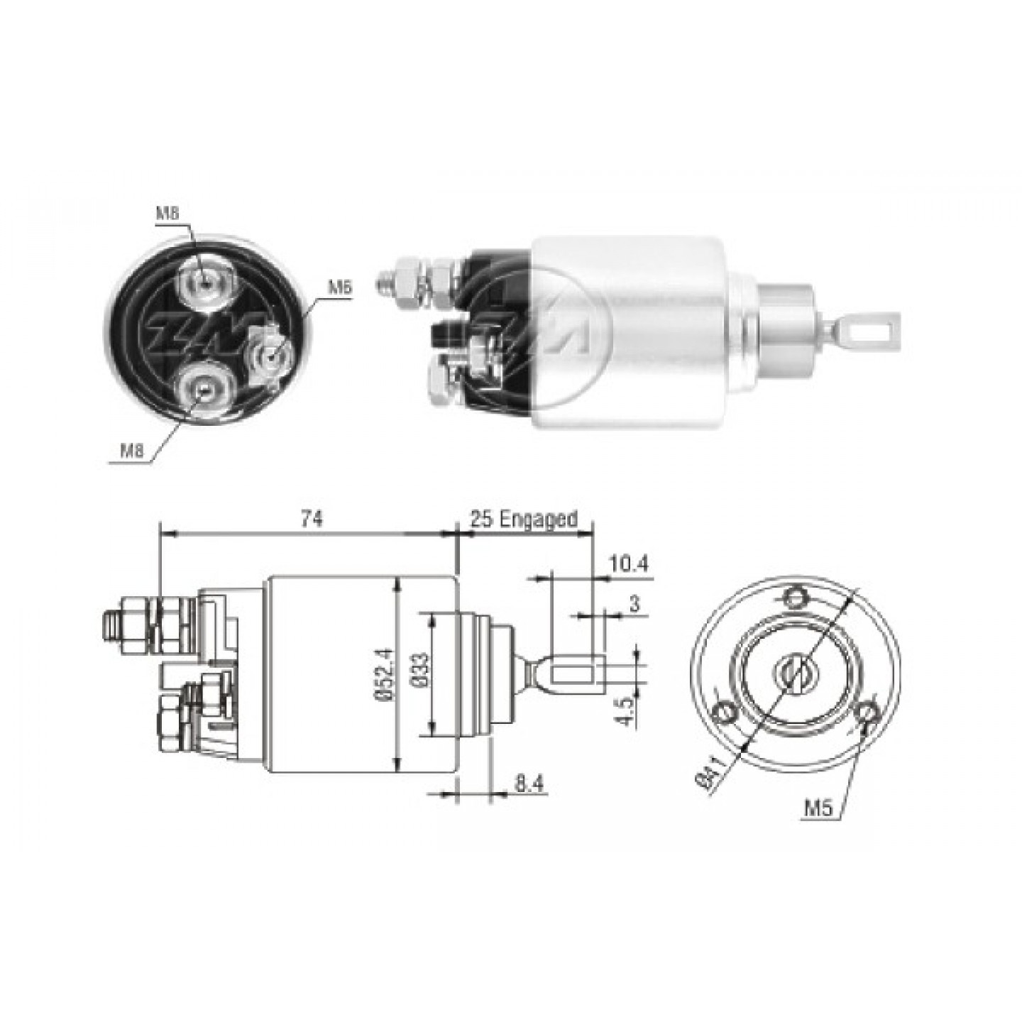 Solenoide,motor arranque ERA ZM2381