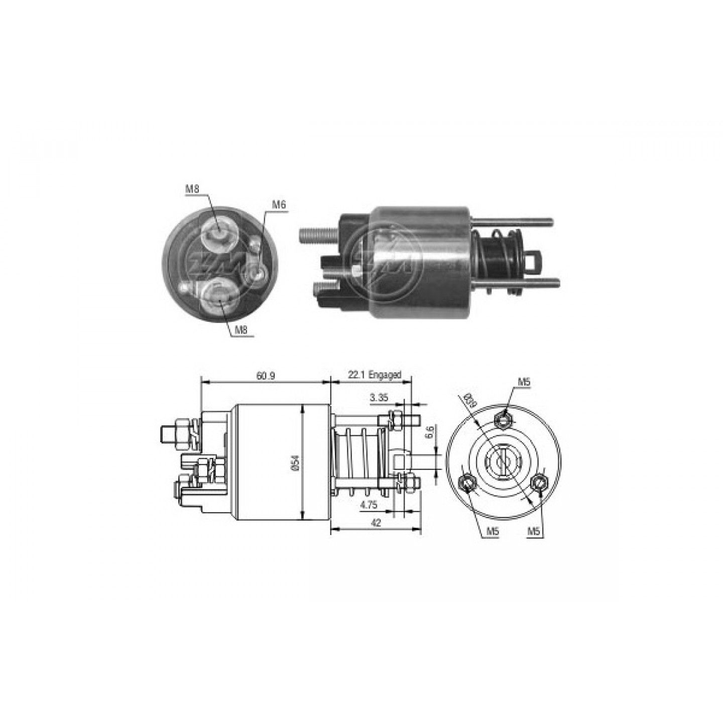 Solenoide,motor arranque ERA ZM395