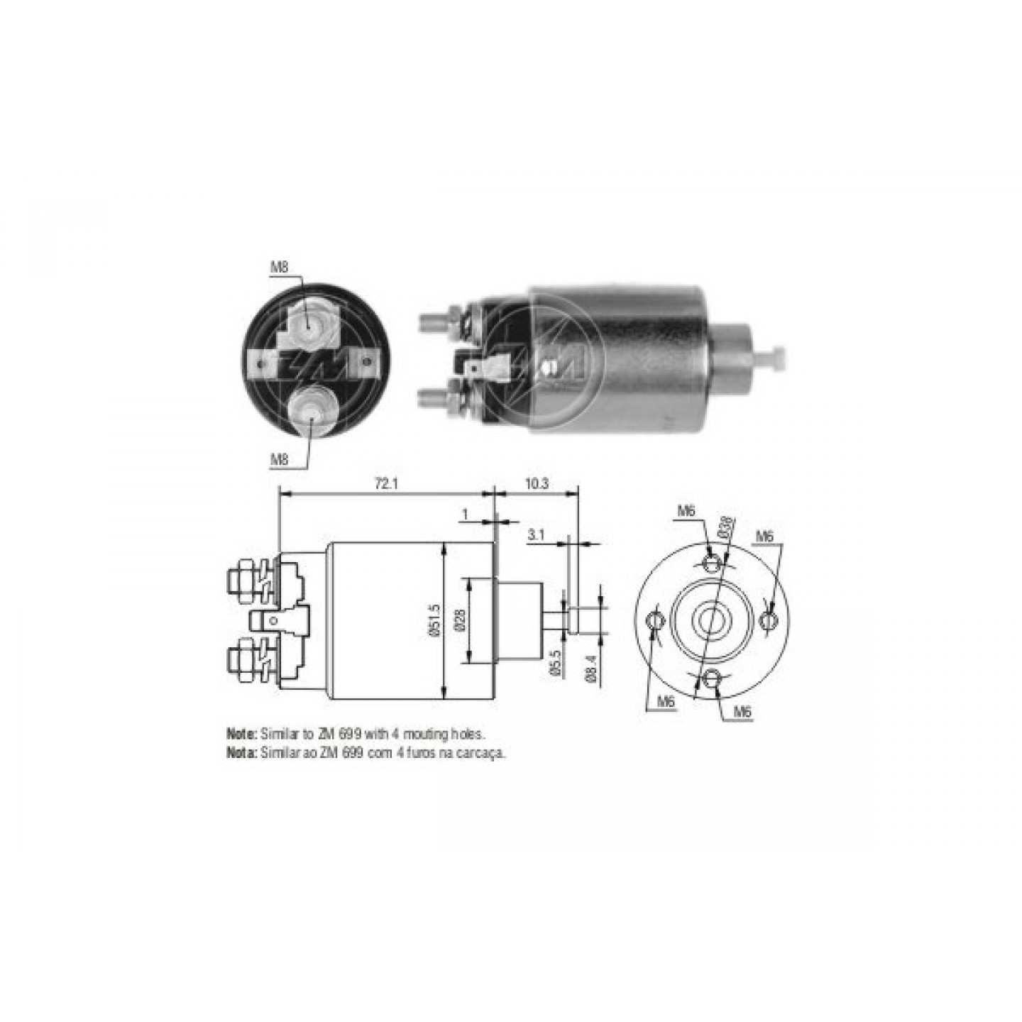 Solenoide,motor arranque ERA ZM4699