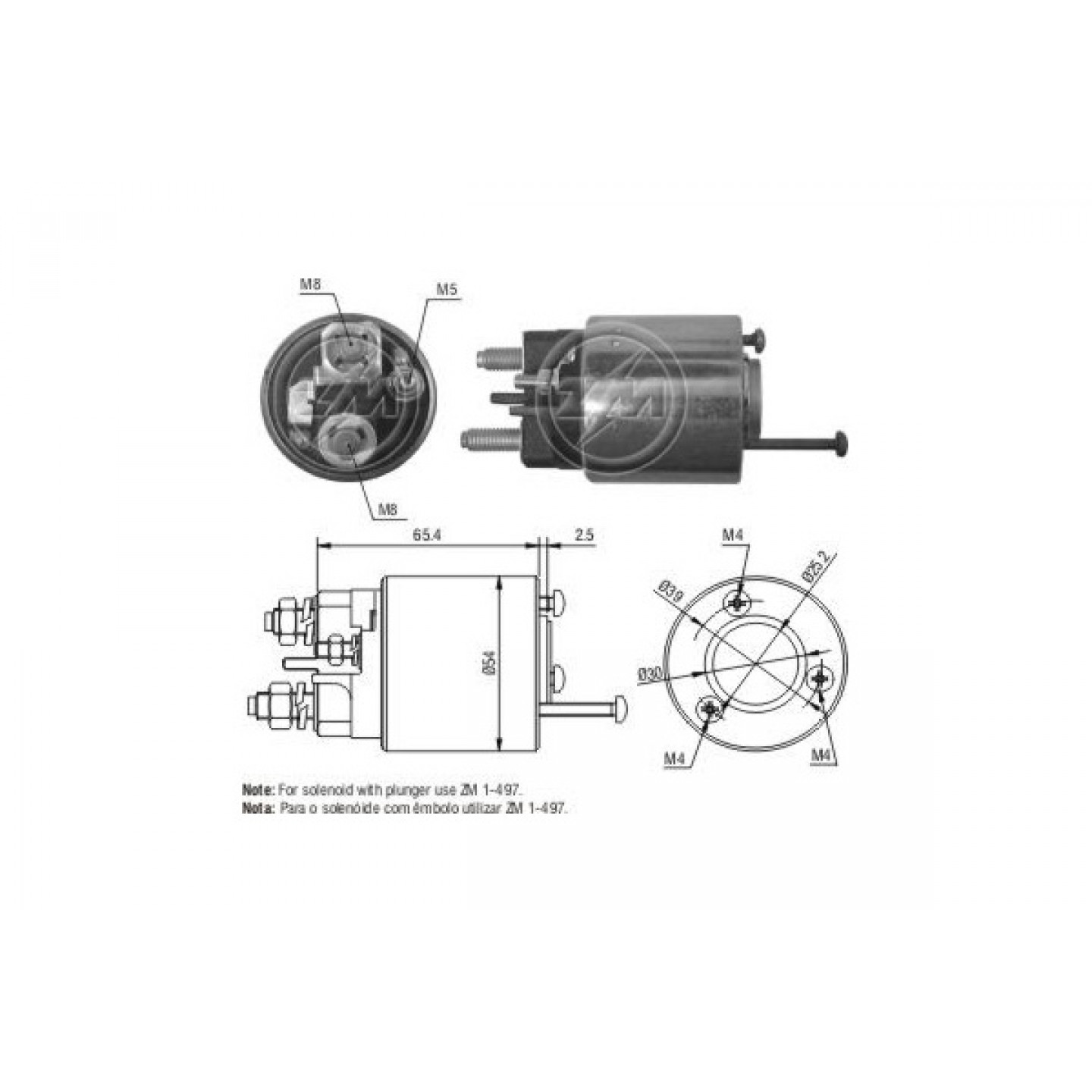 Solenoide,motor arranque ERA ZM497
