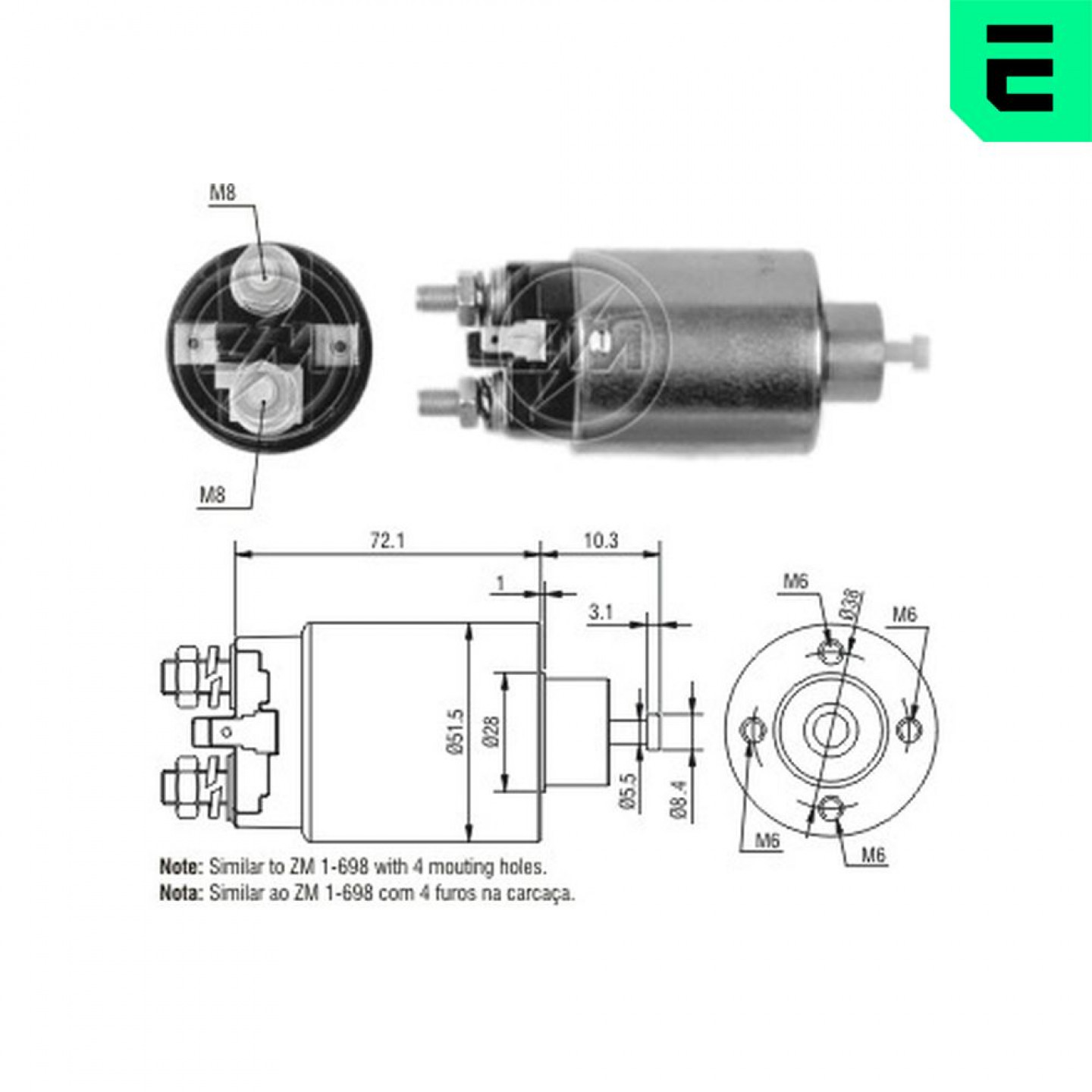 Solenoide,motor arranque ERA ZM5698