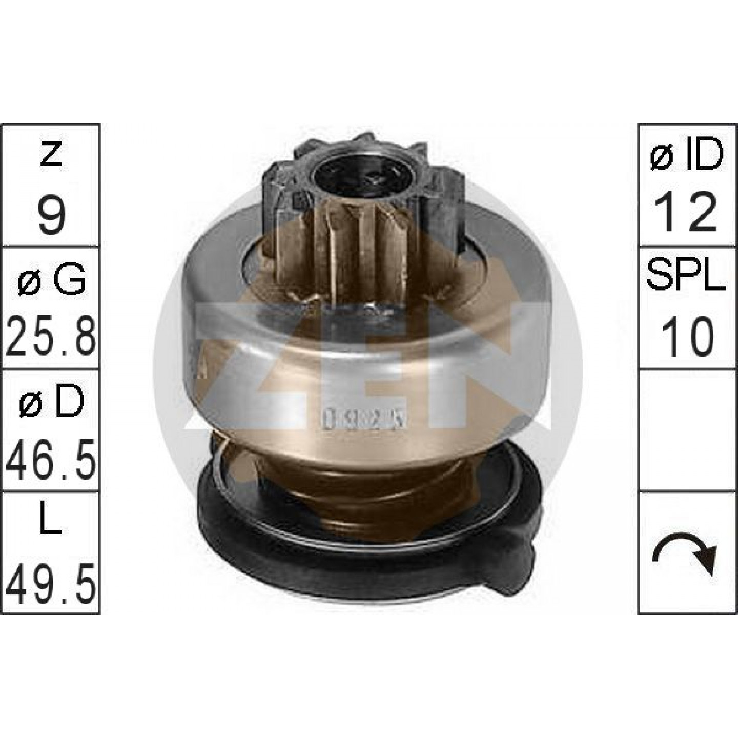 Embrayage à roue libre, démarreur ERA ZN0925