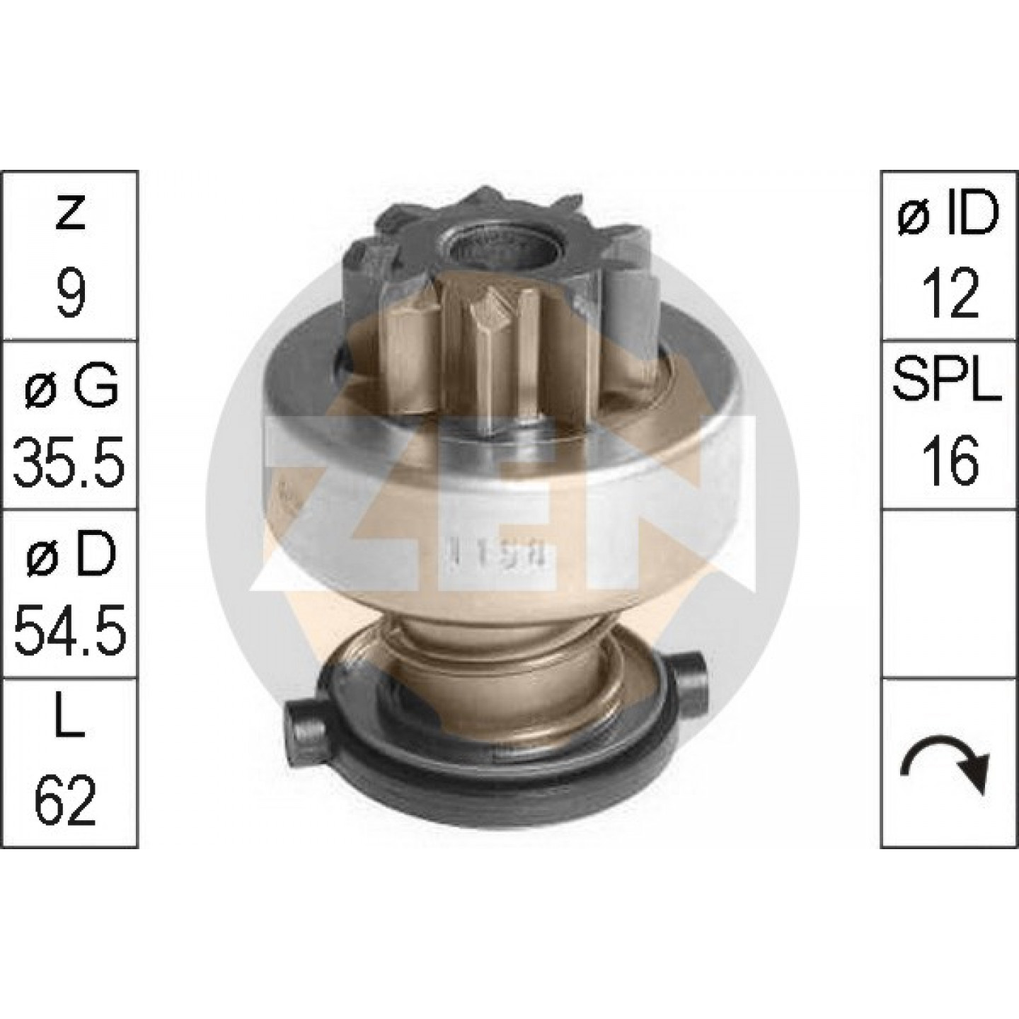 Embrayage à roue libre, démarreur ERA ZN1158