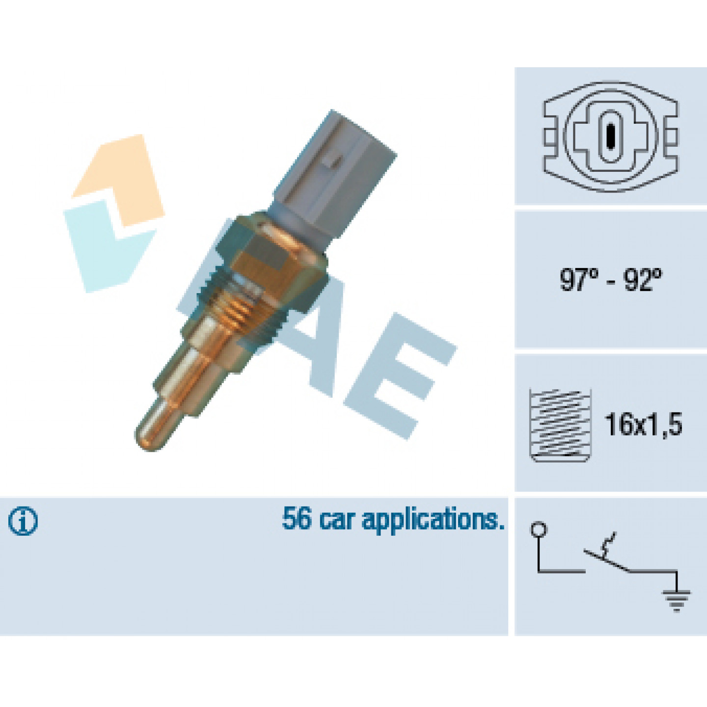 FAE Electric Fan Switch / Radiator Sensor - Fits Mazda & Ford