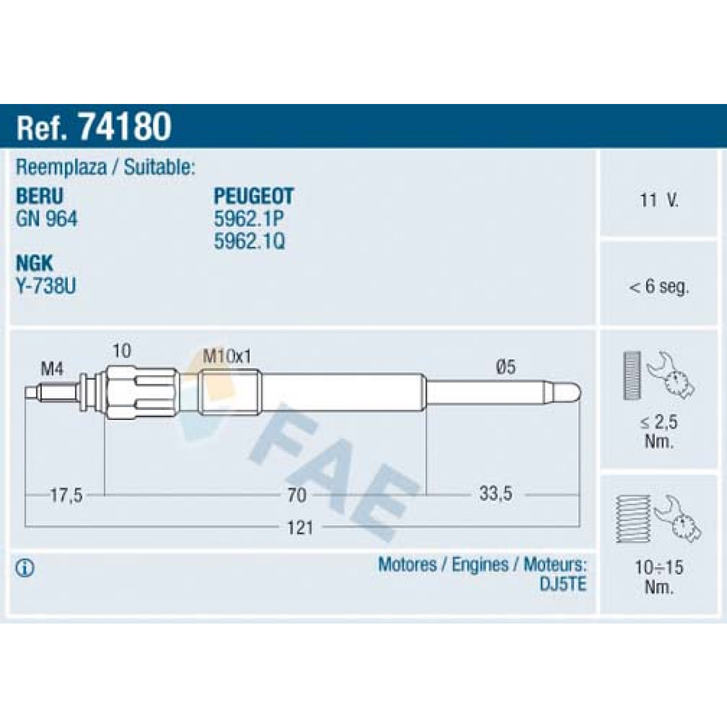 Glühkerze FAE 74180