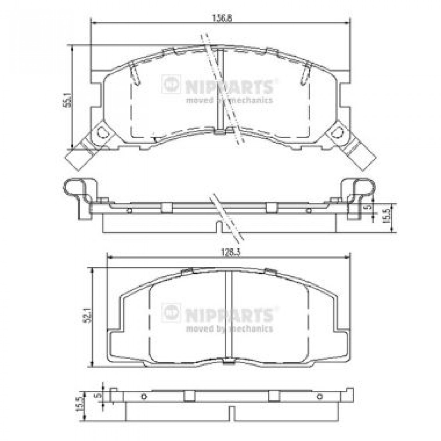 Kit de plaquettes de frein, frein à disque NIPPARTS J3602050
