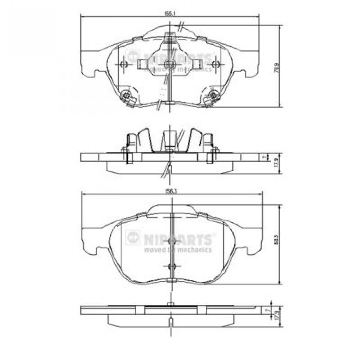 Kit pastiglie freno, Freno a disco NIPPARTS J3602115