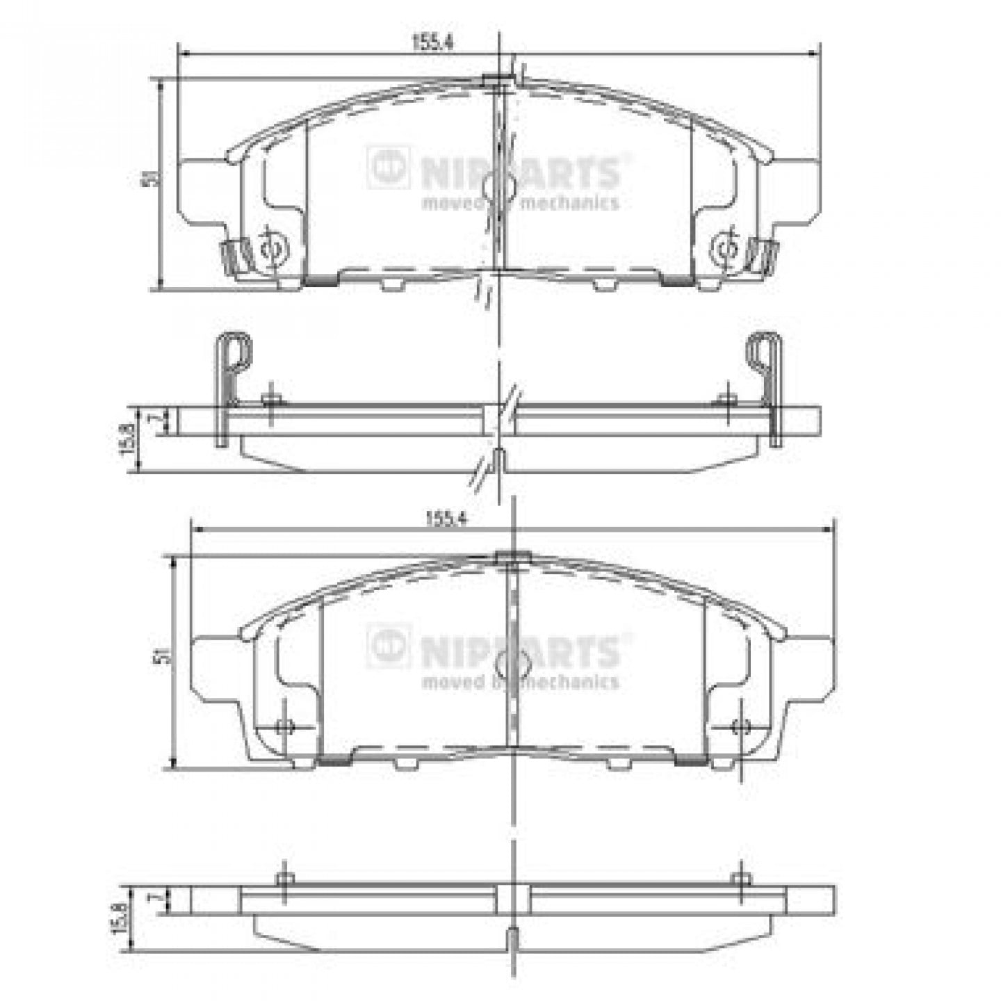 Kit de plaquettes de frein, frein à disque NIPPARTS J3605050