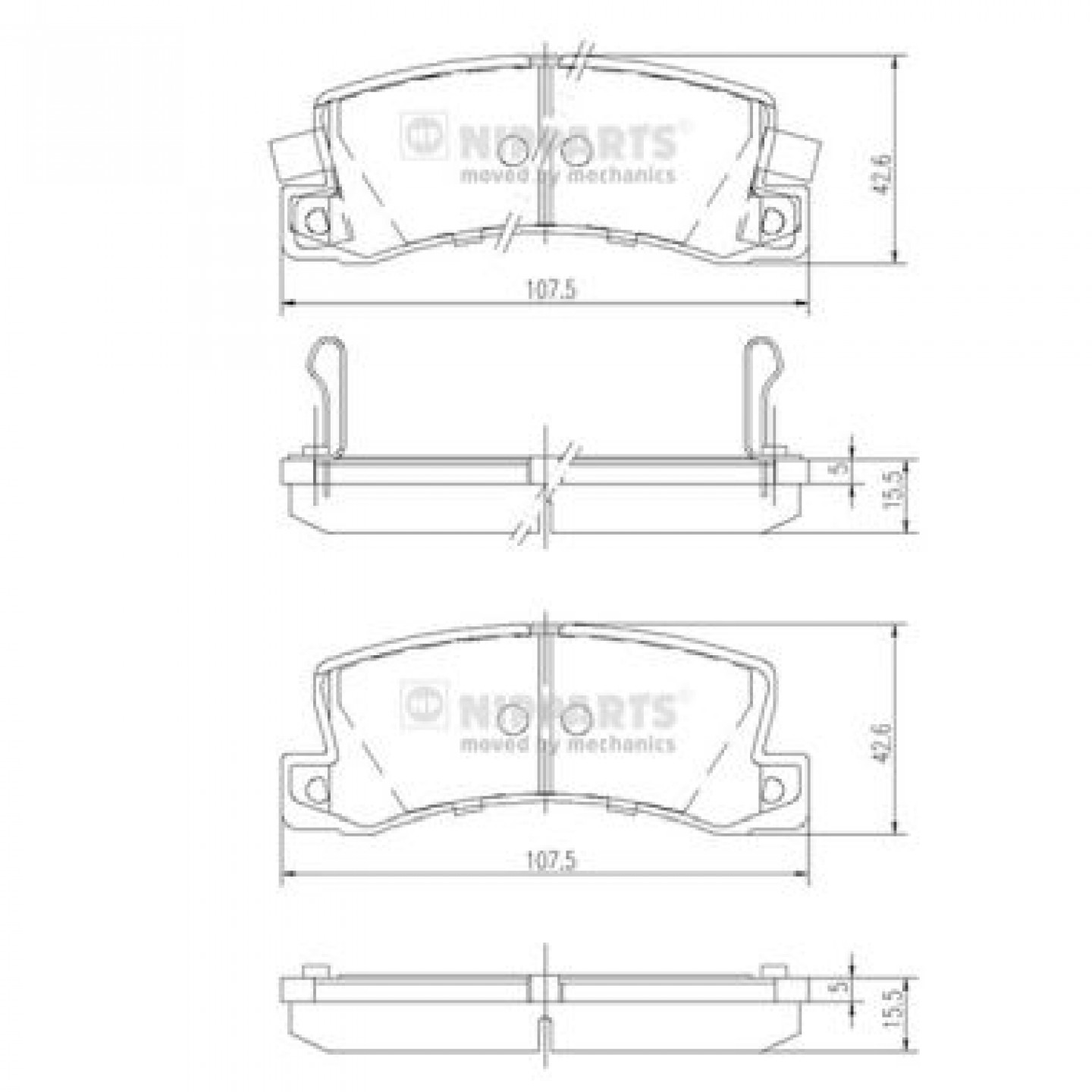 Kit de plaquettes de frein, frein à disque NIPPARTS J3612013