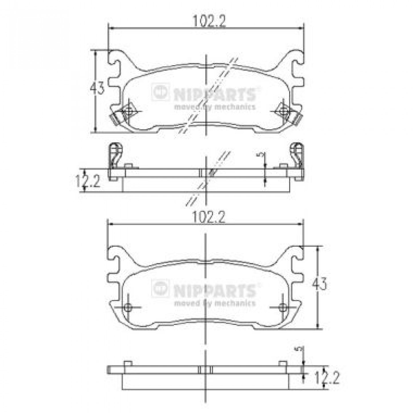 Kit de plaquettes de frein, frein à disque NIPPARTS J3613012