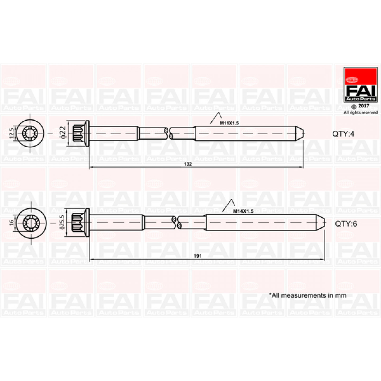 Sada šroubů hlavy válce FAI AutoParts B1625