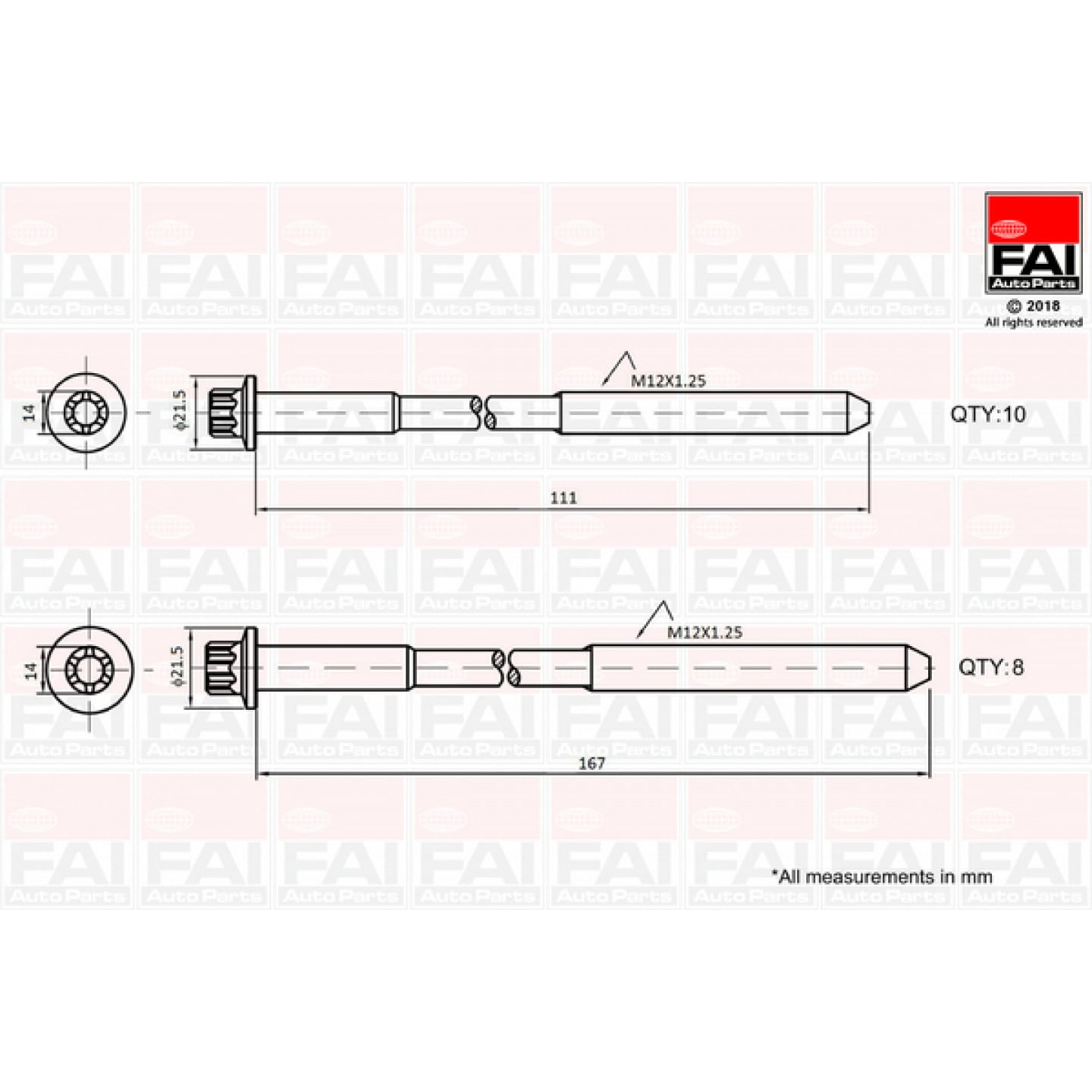 Sada šroubů, hlava válců FAI AutoParts B2124