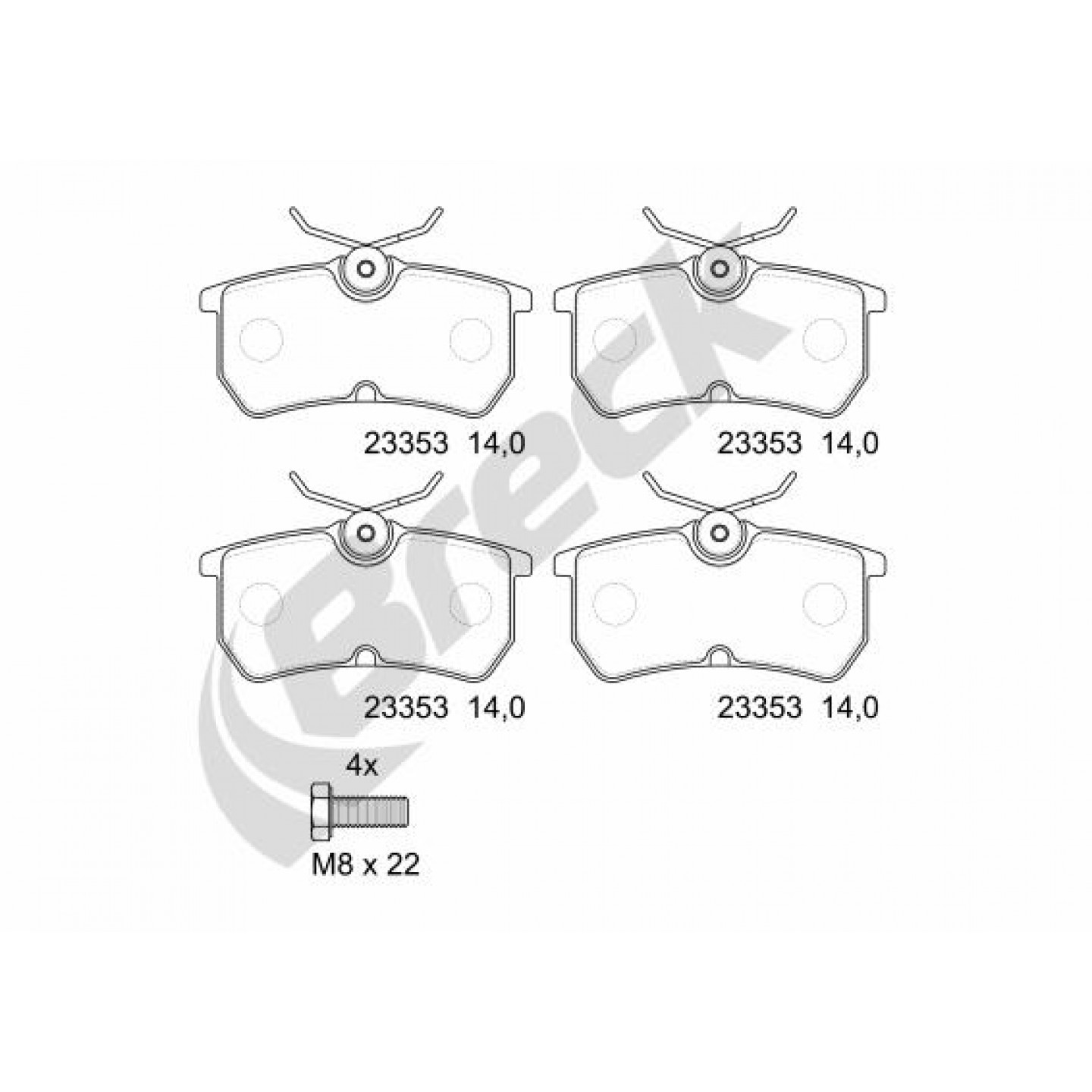 Bremsbelagsatz, Scheibenbremse BRECK 23353 00 704 00