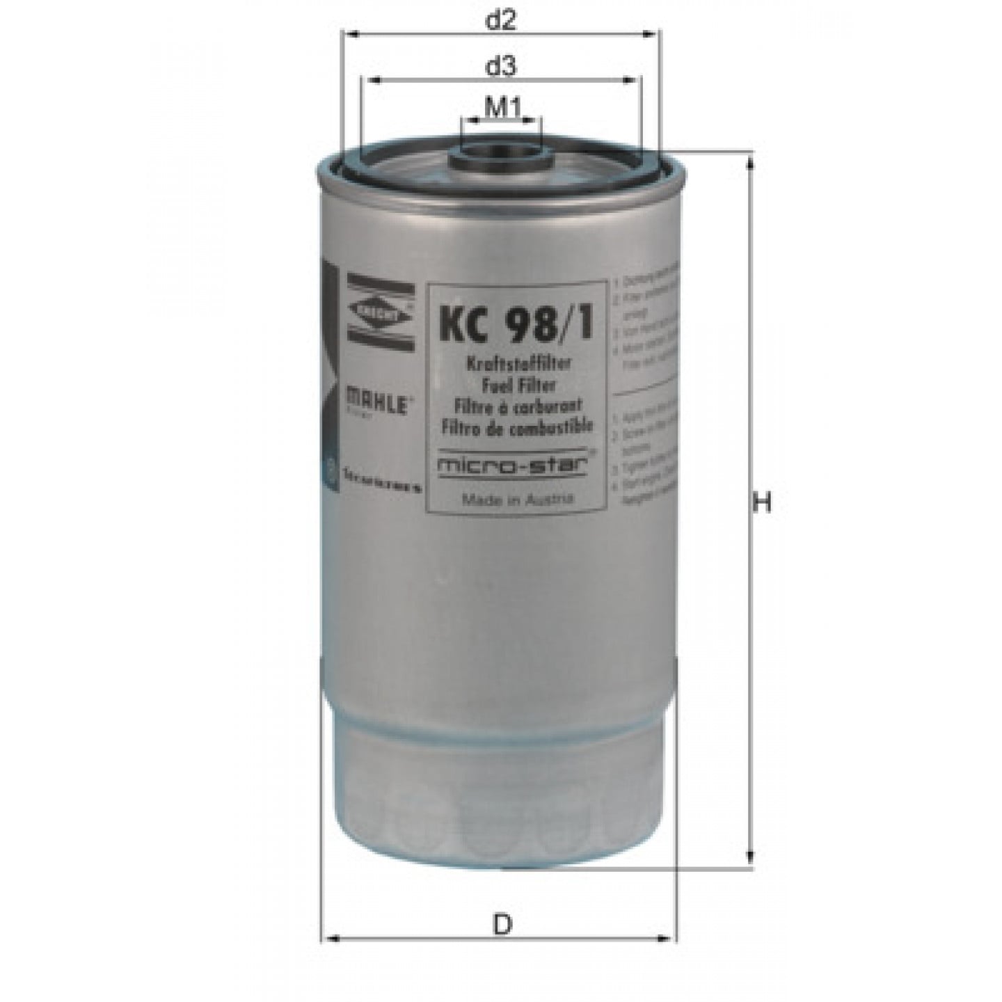 Kraftstofffilter MAHLE ORIGINAL KC 98/1