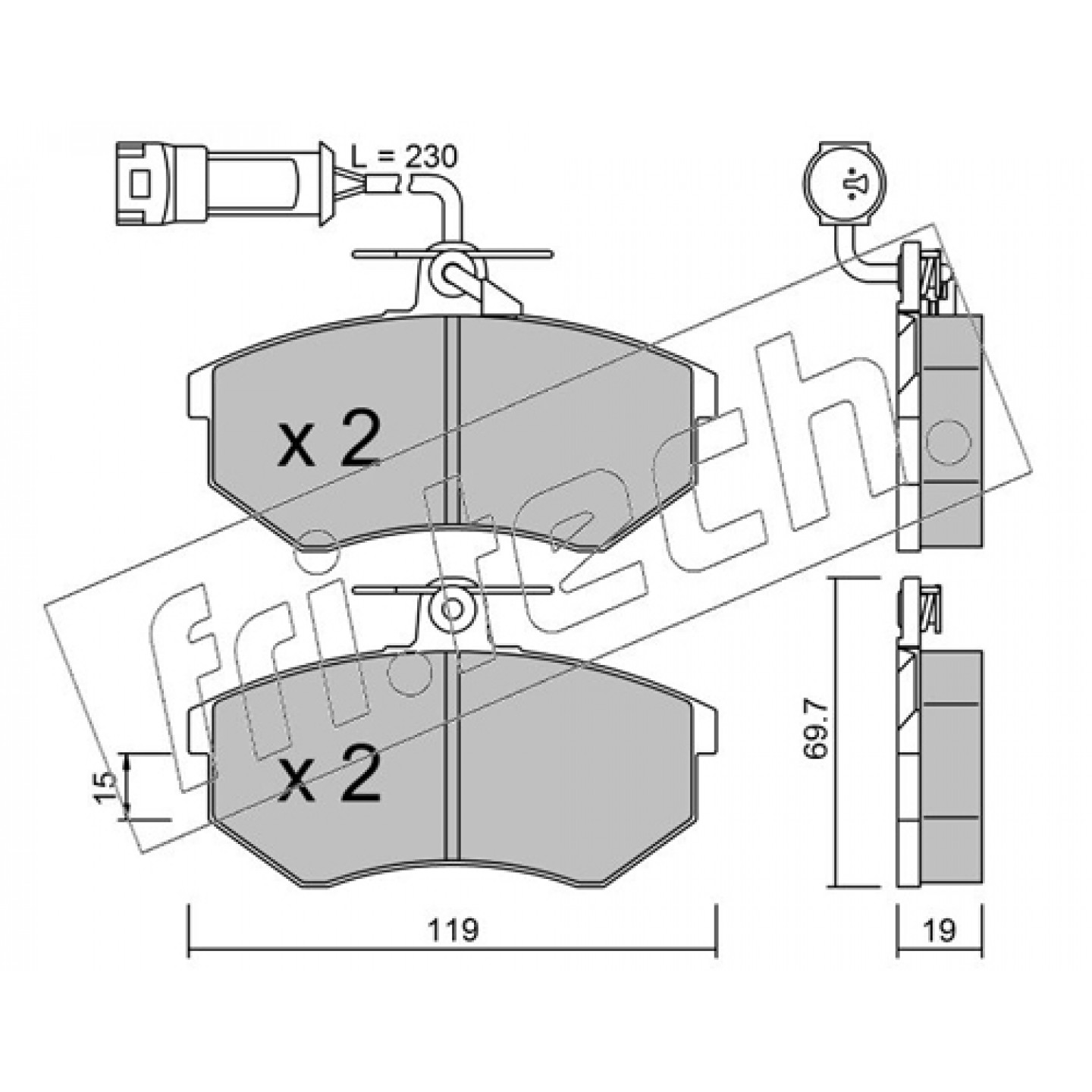 Kit de plaquettes de frein, frein à disque fri.tech. 151.1