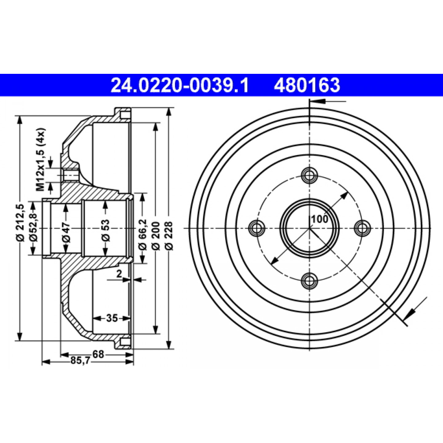 Bremstrommel ATE 24.0220-0039.1
