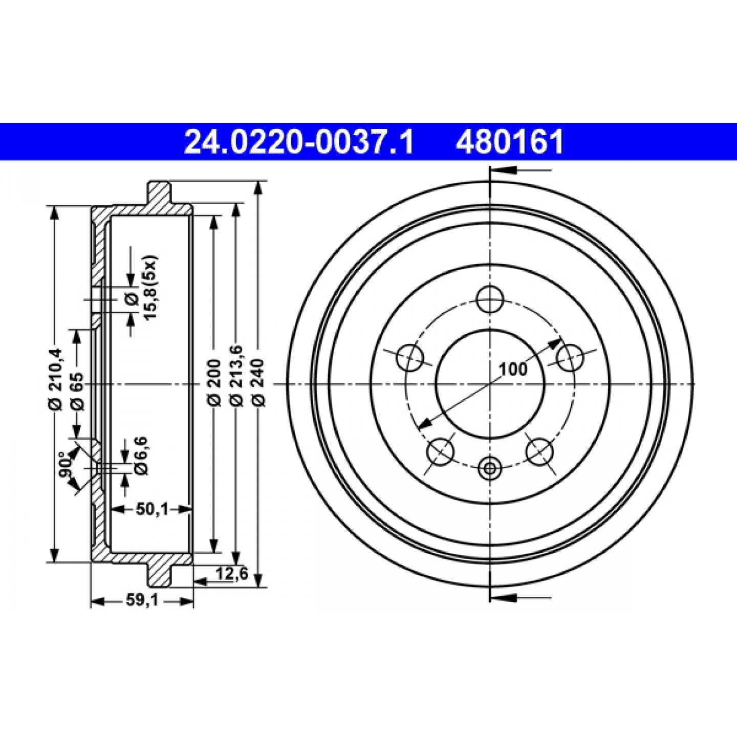 Bremstrommel ATE 24.0220-0037.1