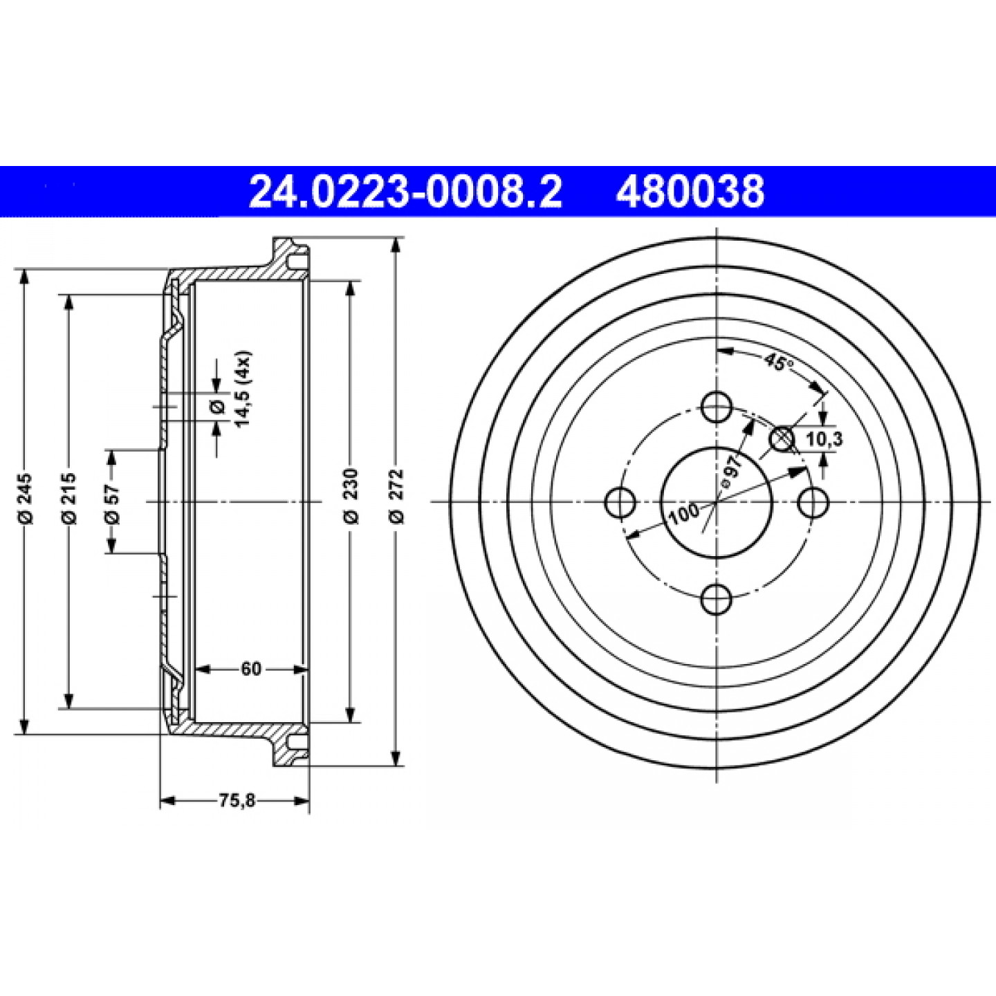 Bremstrommel ATE 24.0223-0008.2