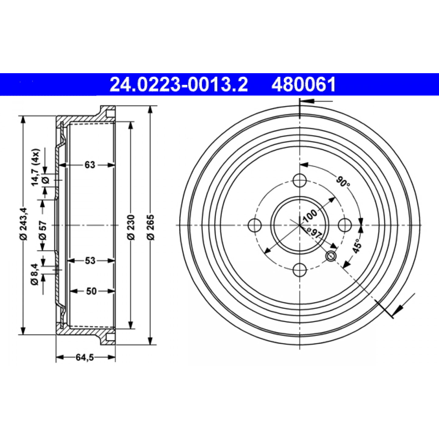 Bremstrommel ATE 24.0223-0013.2