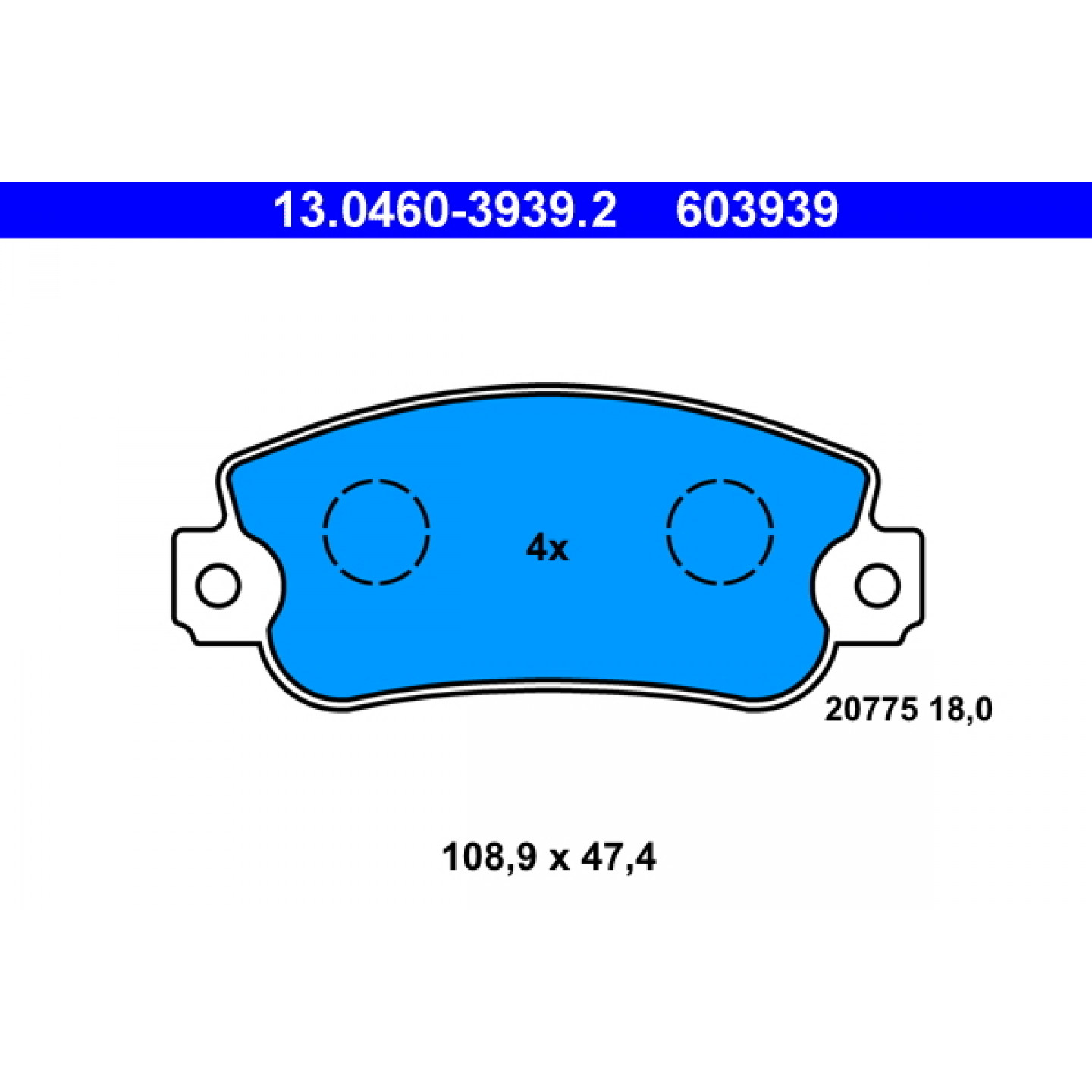 Bremsbelagsatz, Scheibenbremse ATE 13.0460-3939.2