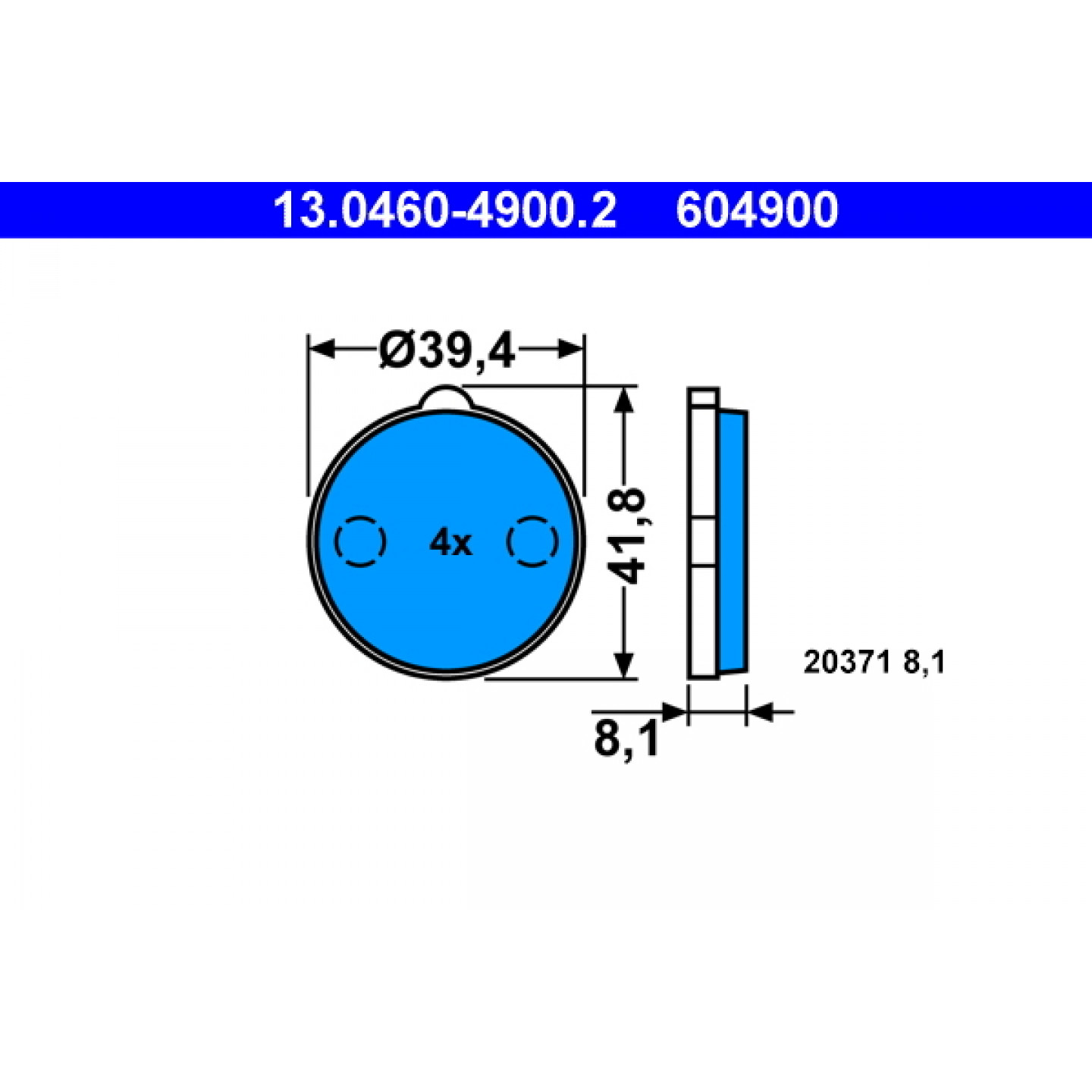 Bremsbelagsatz, Scheibenbremse ATE 13.0460-4900.2