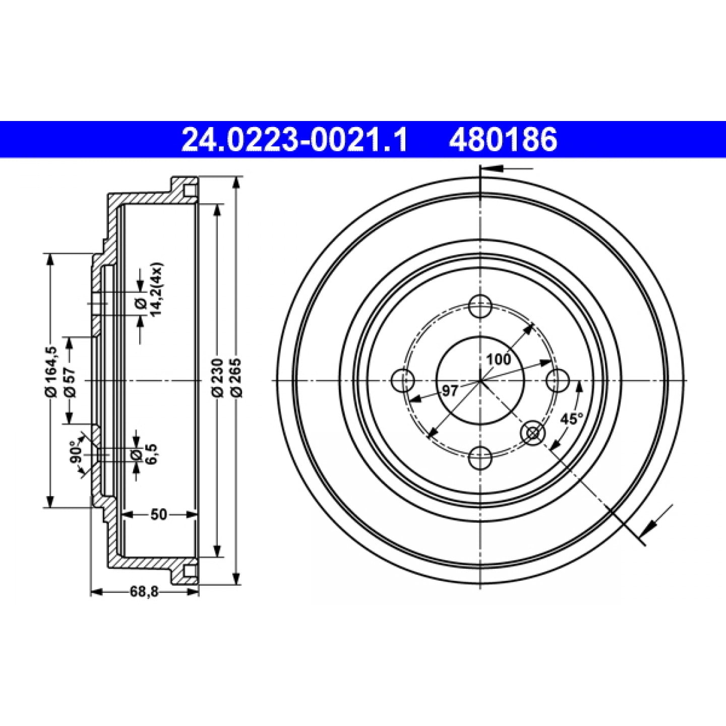 Bremstrommel ATE 24.0223-0021.1