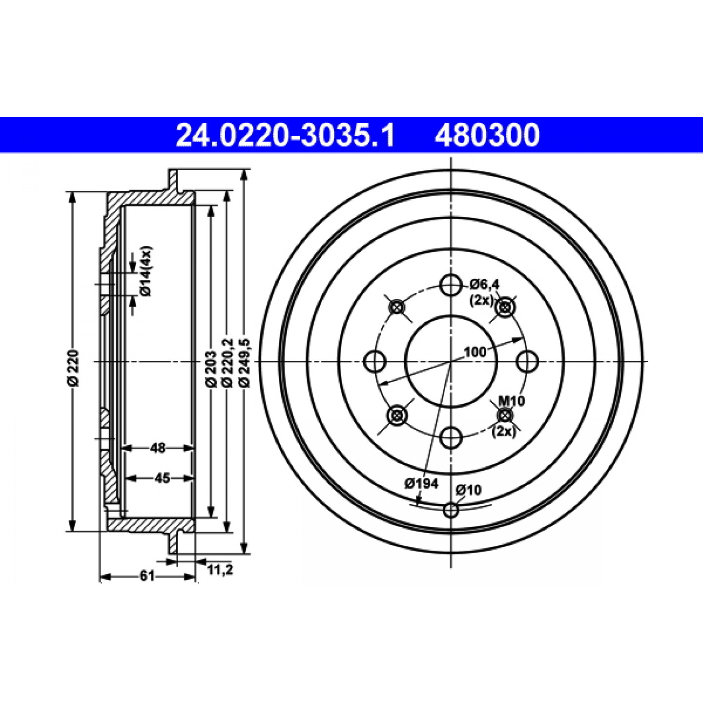 Bremstrommel ATE 24.0220-3035.1