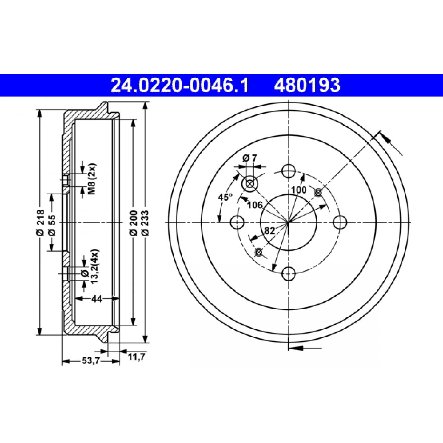 Bremsetromle ATE 24.0220-0046.1