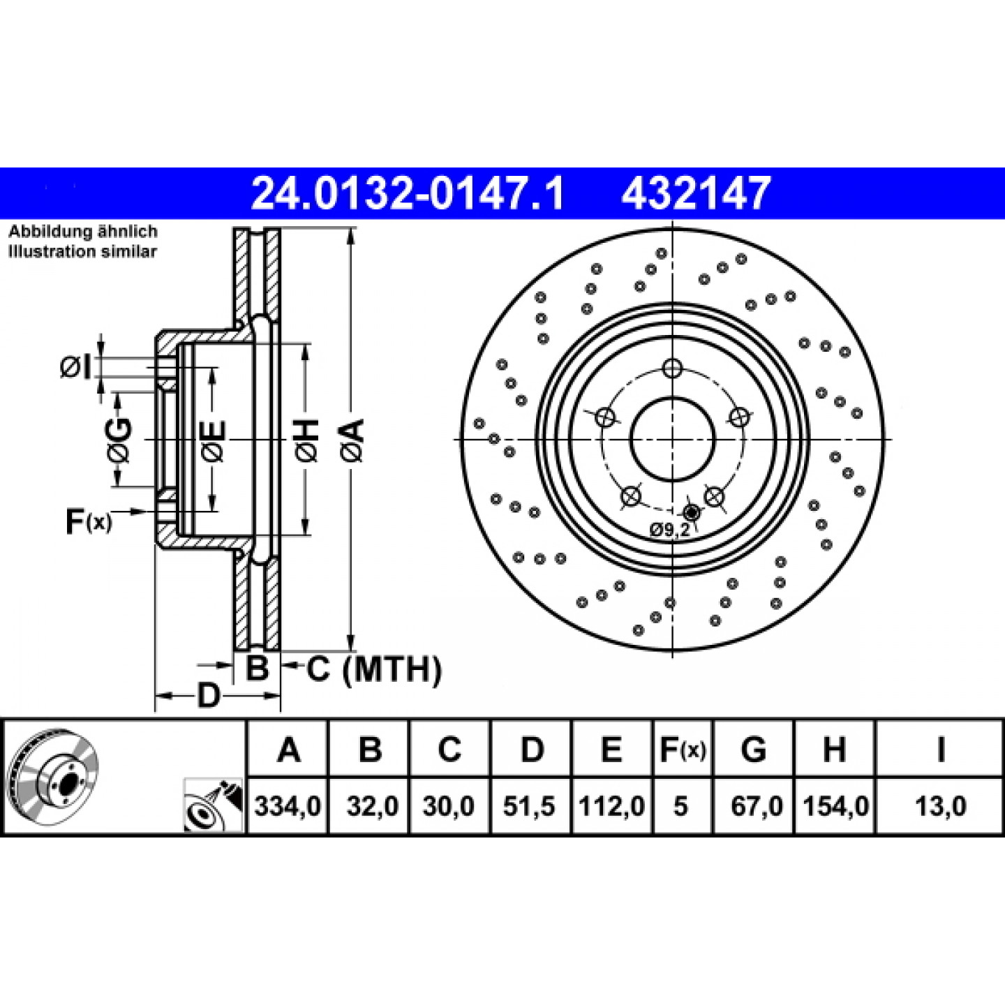 Bremsscheibe ATE 24.0132-0147.1