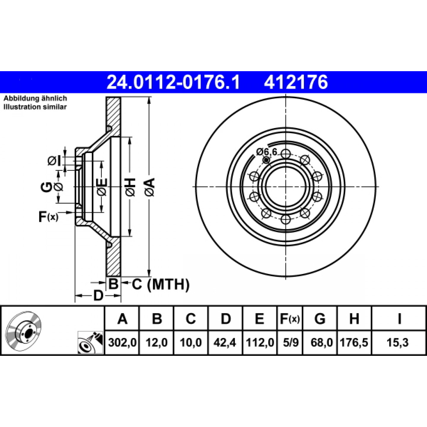 Bremsscheibe ATE 24.0112-0176.1