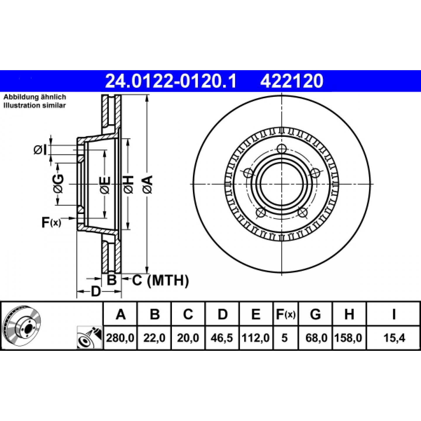 Bremsscheibe ATE 24.0122-0120.1