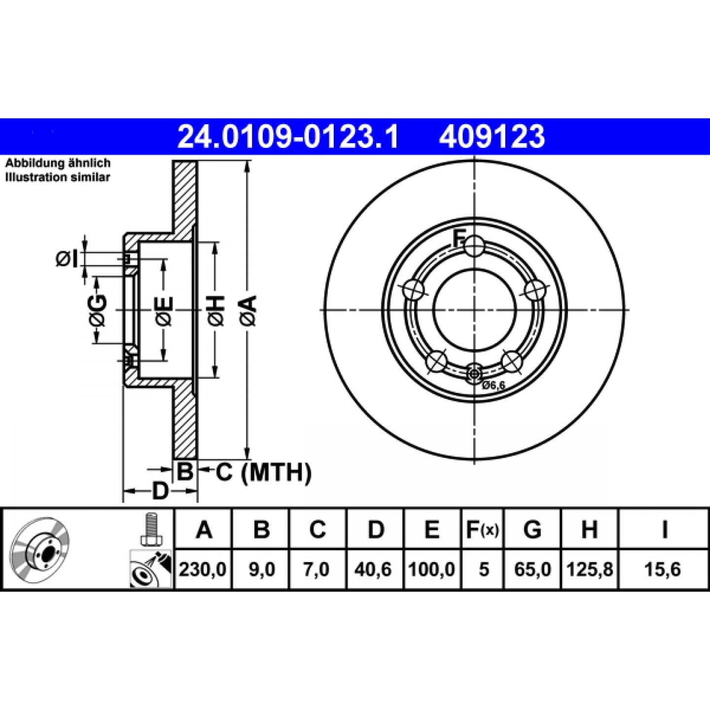 Bremsscheibe ATE 24.0109-0123.1