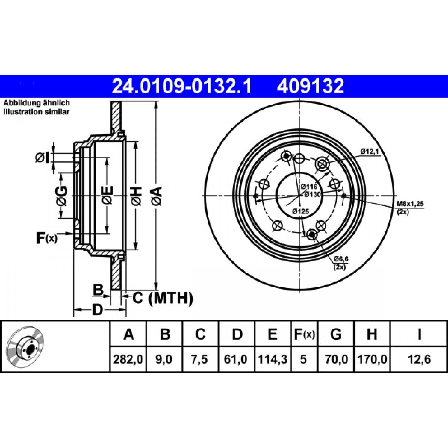 Bremsscheibe ATE 24.0109-0132.1